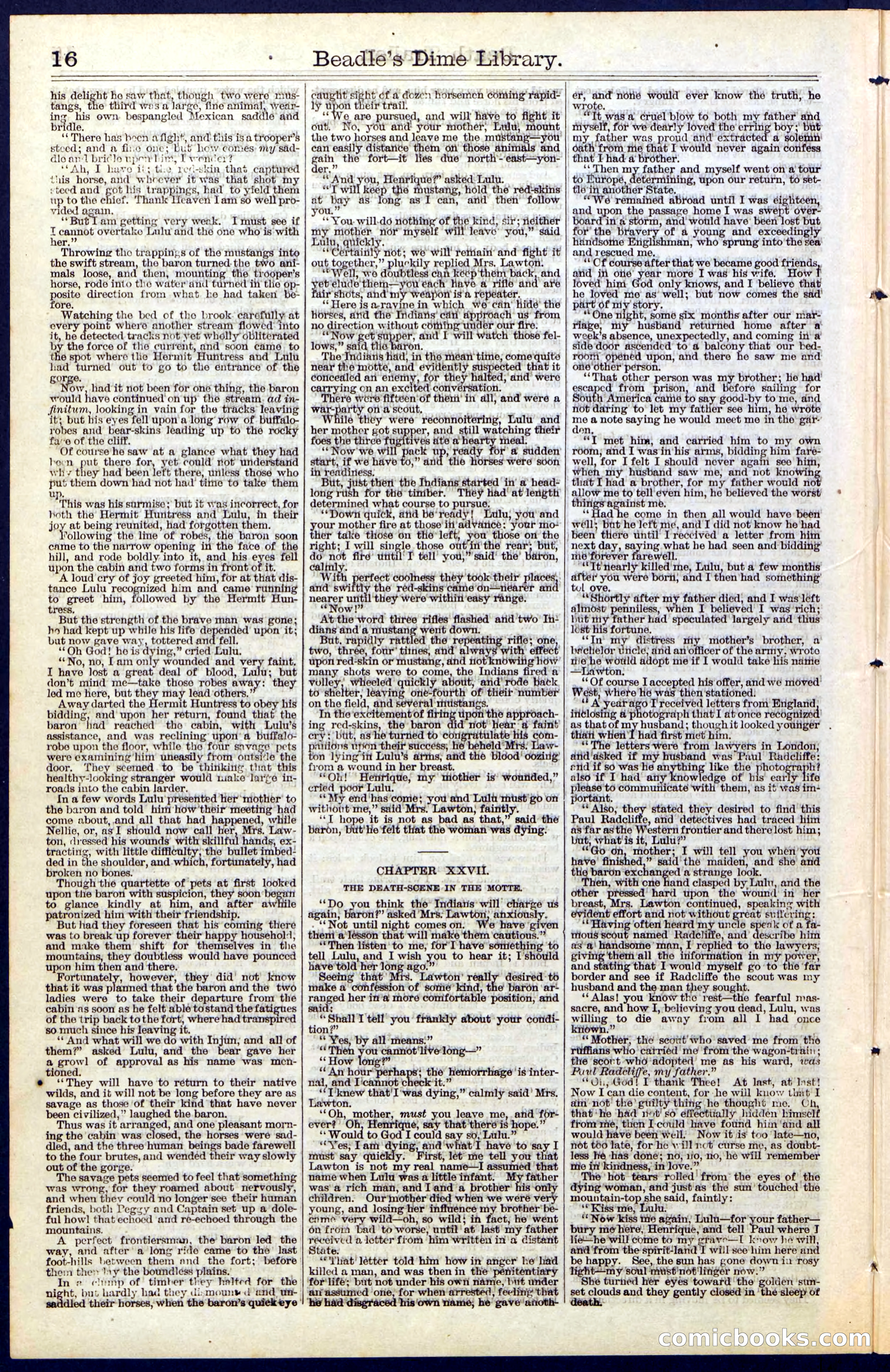 Beadle's Dime Library No. 52 — page 16 of 24