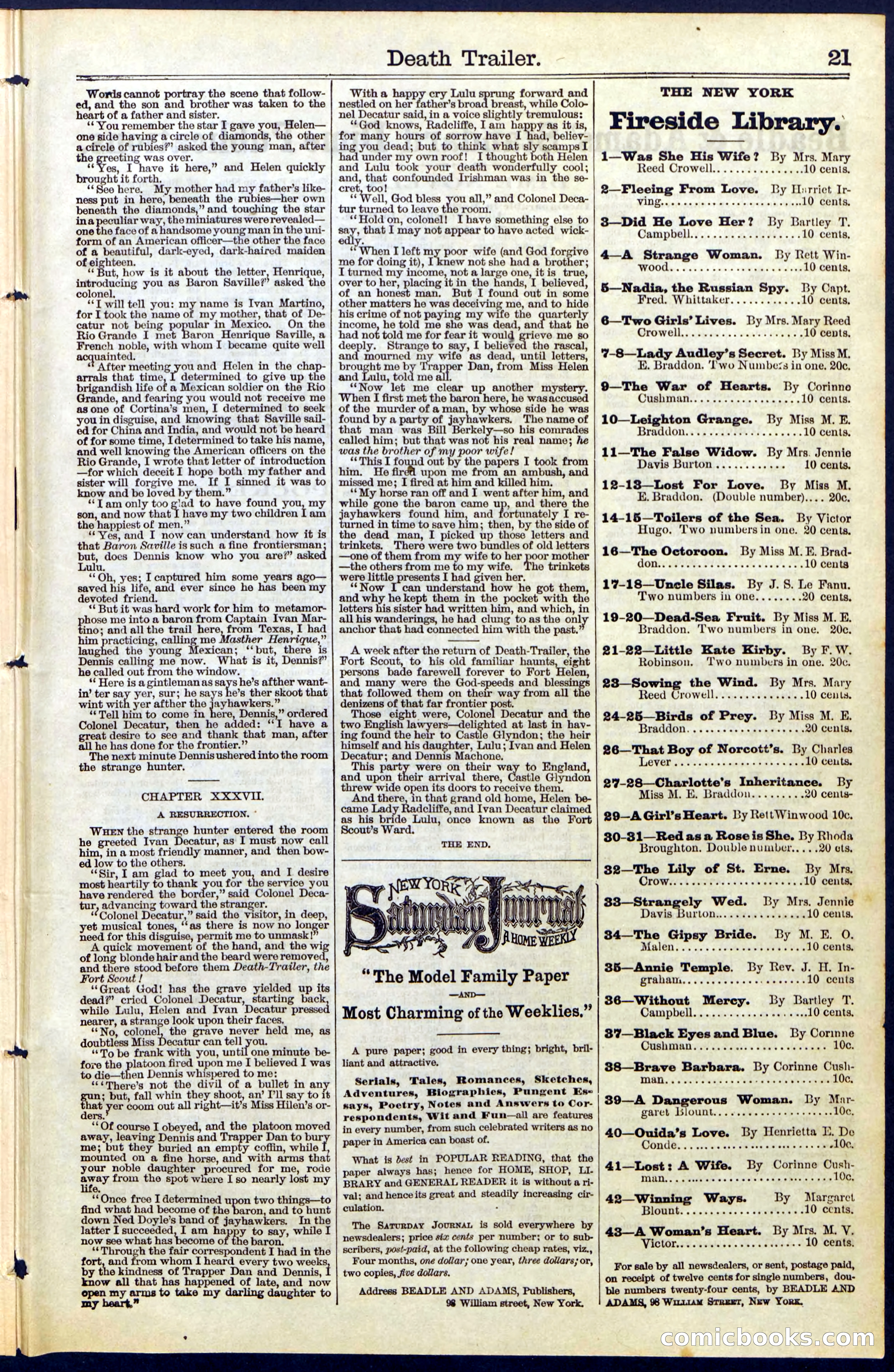 Beadle's Dime Library No. 52 — page 21 of 24