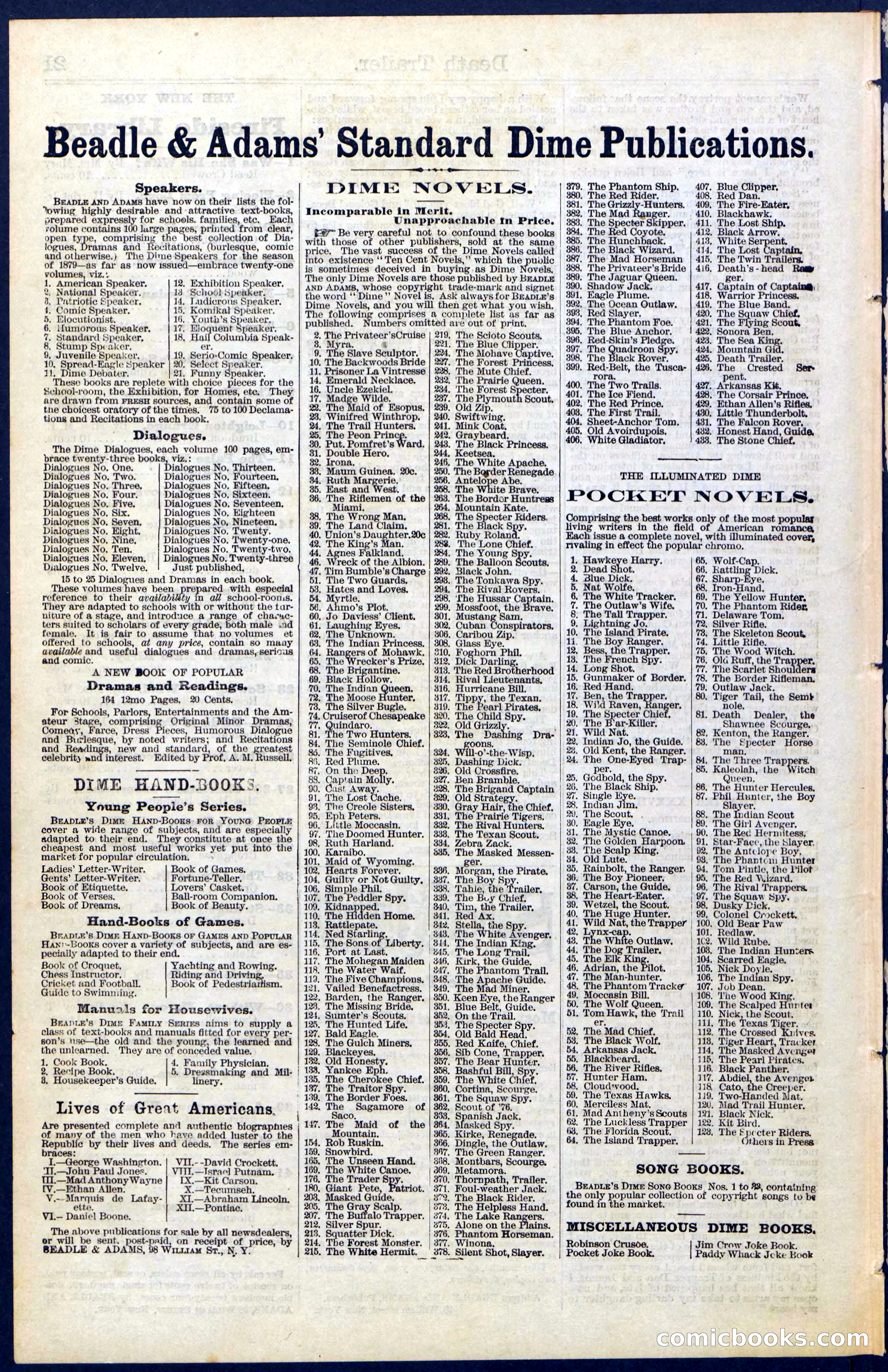 Beadle's Dime Library No. 52 — page 22 of 24