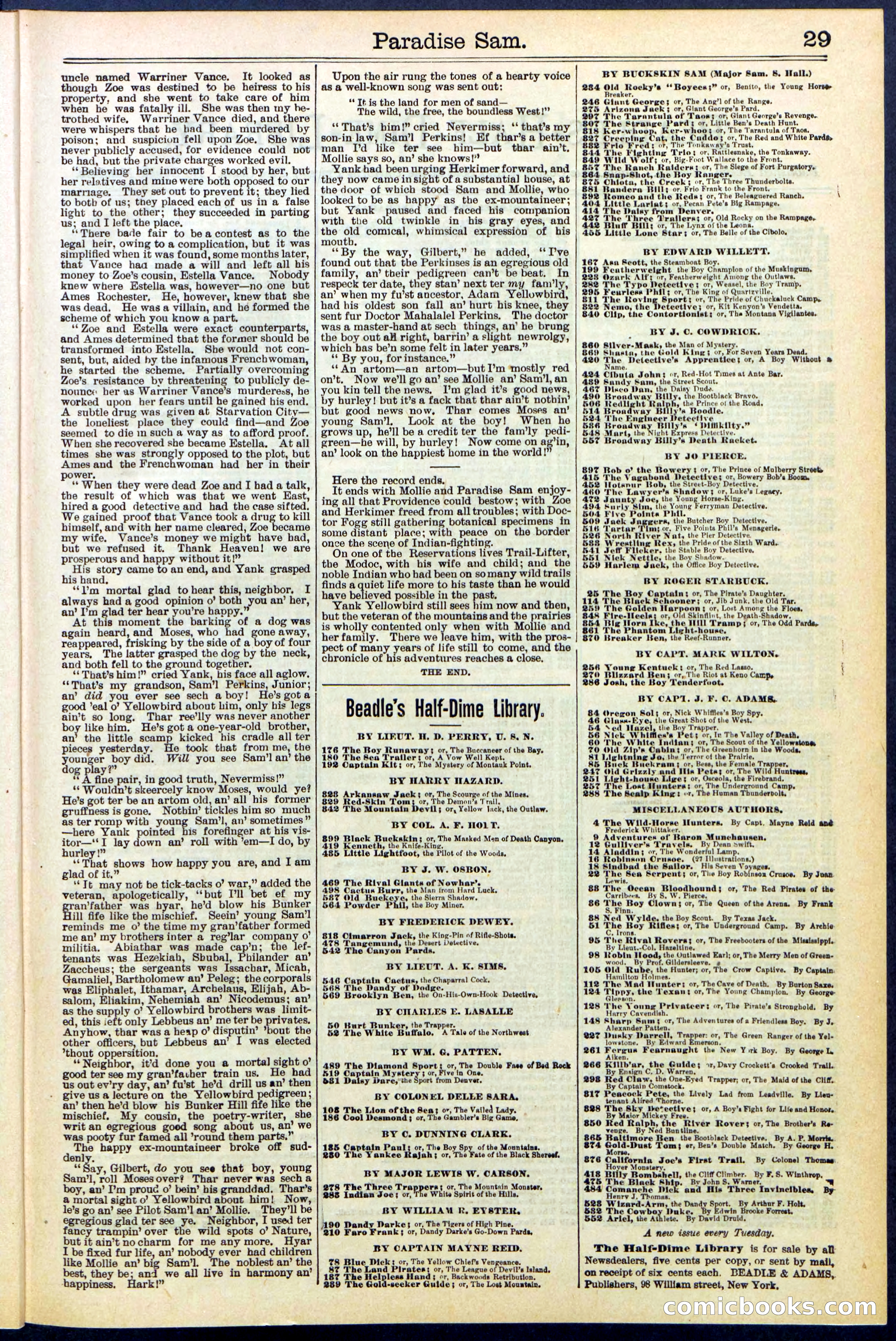 Beadle's New York Dime Library No. 521 — page 29 of 32