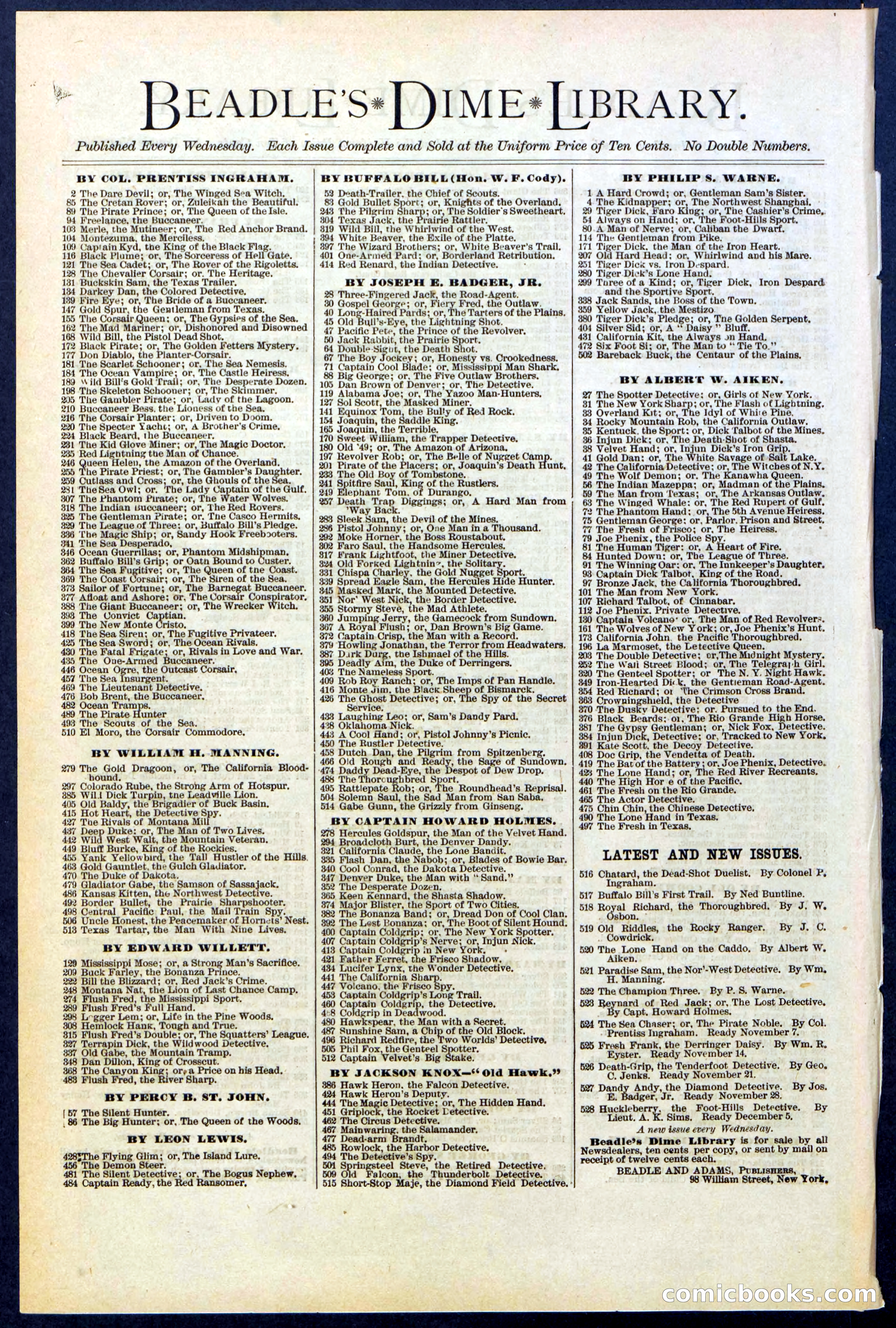 Beadle's Dime Library No. 522 — page 32 of 32
