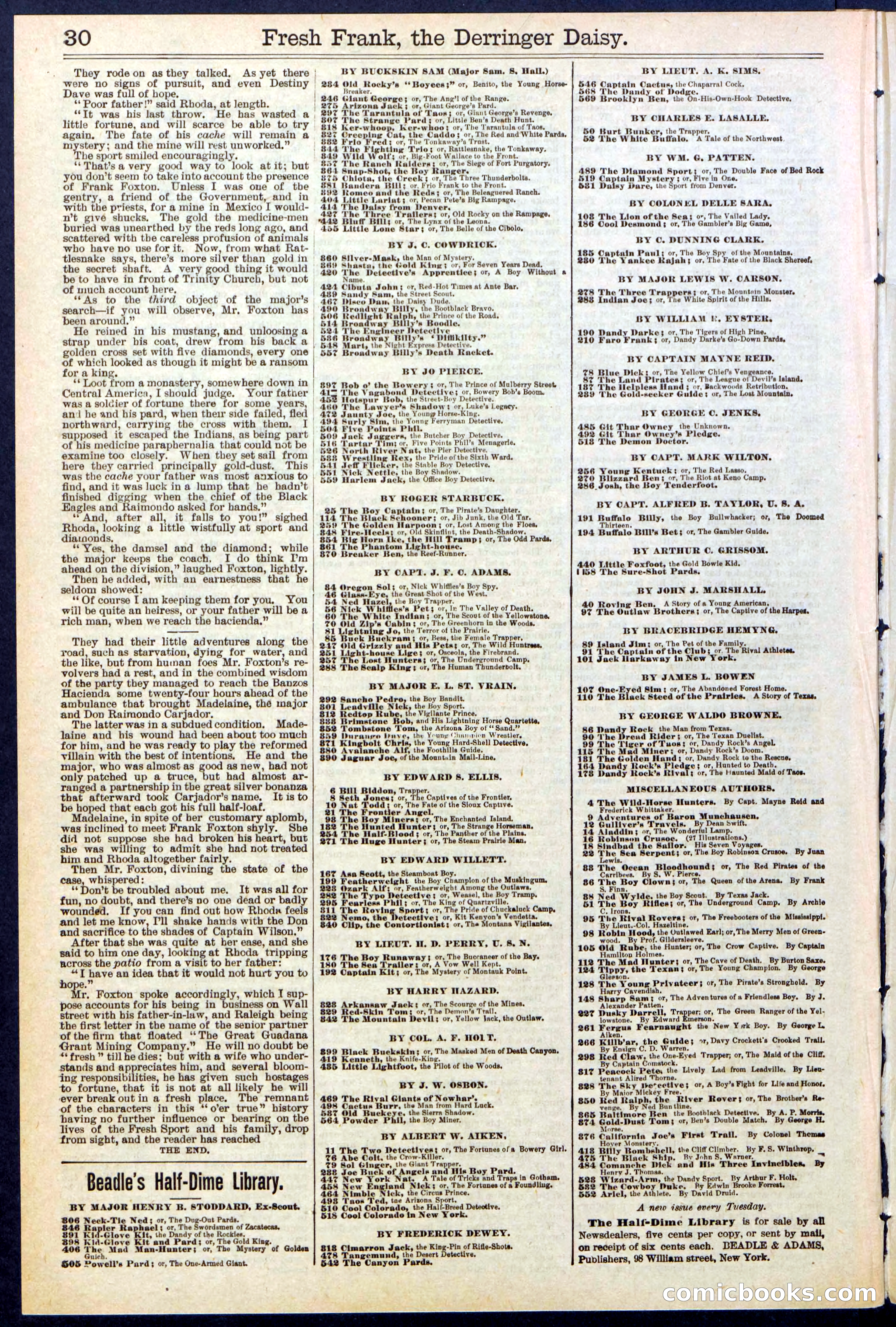 Beadle's New York Dime Library No. 525 — page 30 of 32