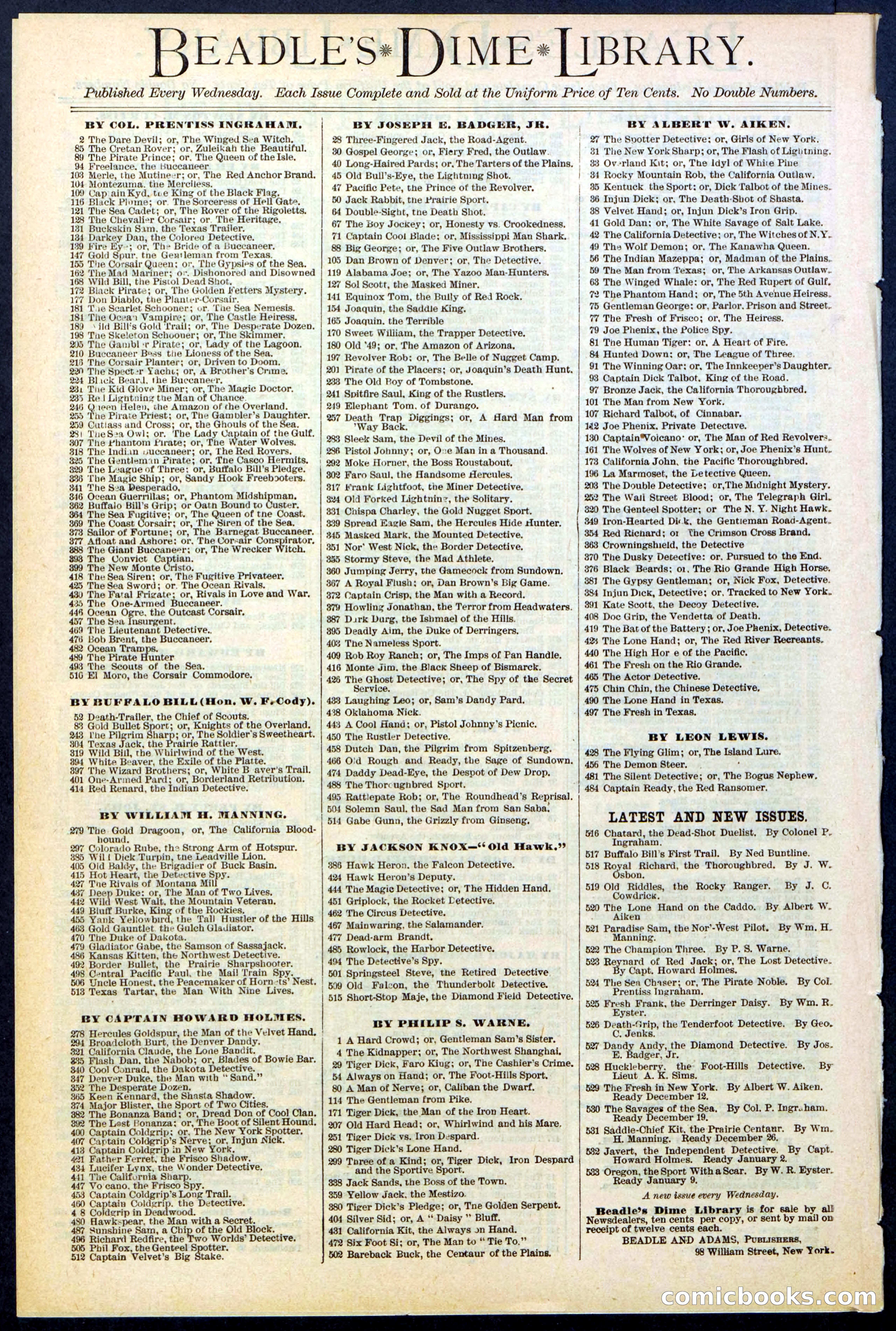 Beadle's New York Dime Library No. 528 — page 32 of 32