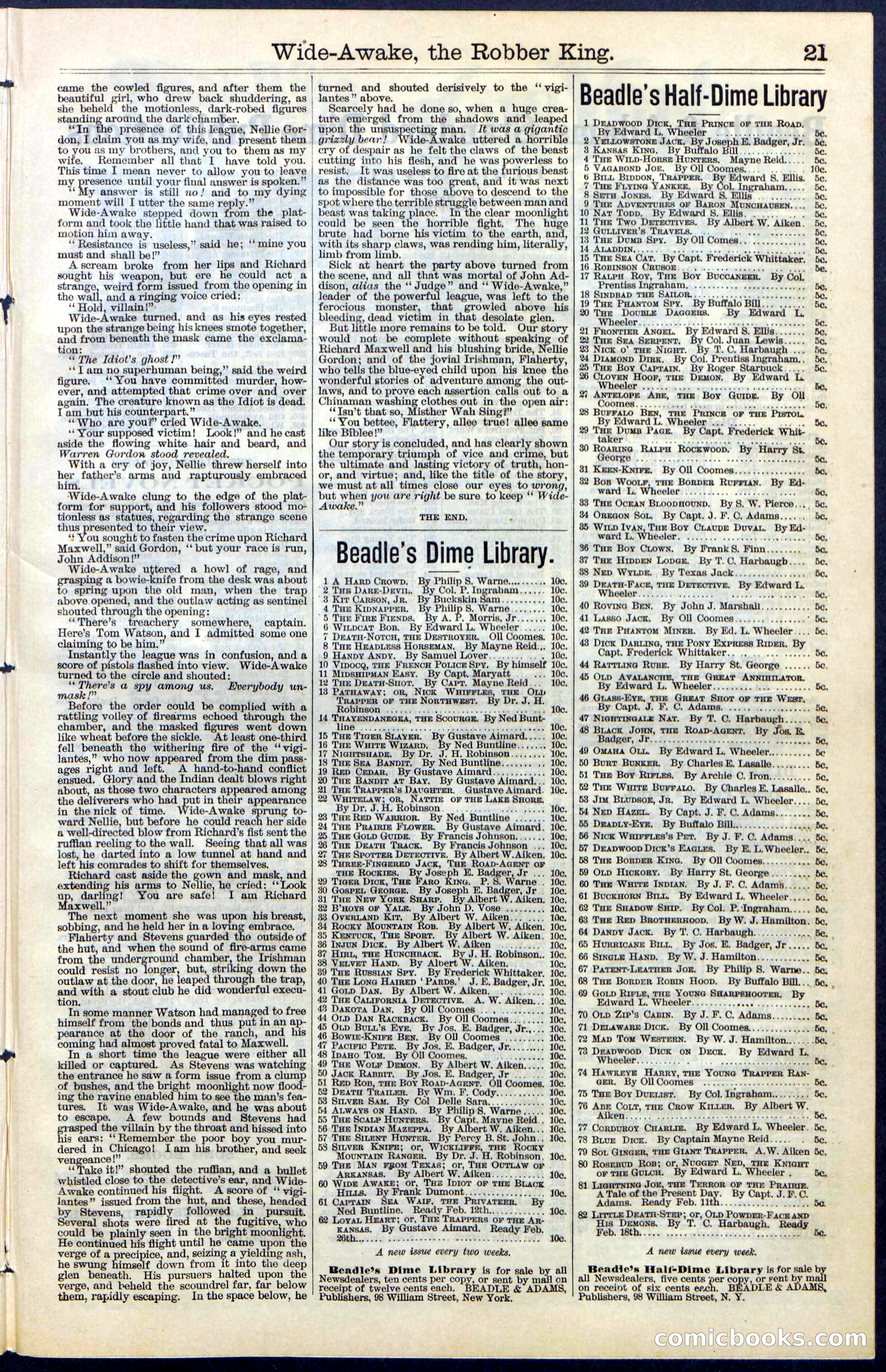 Beadle's New York Dime Library, No. 60 — page 21 of 24