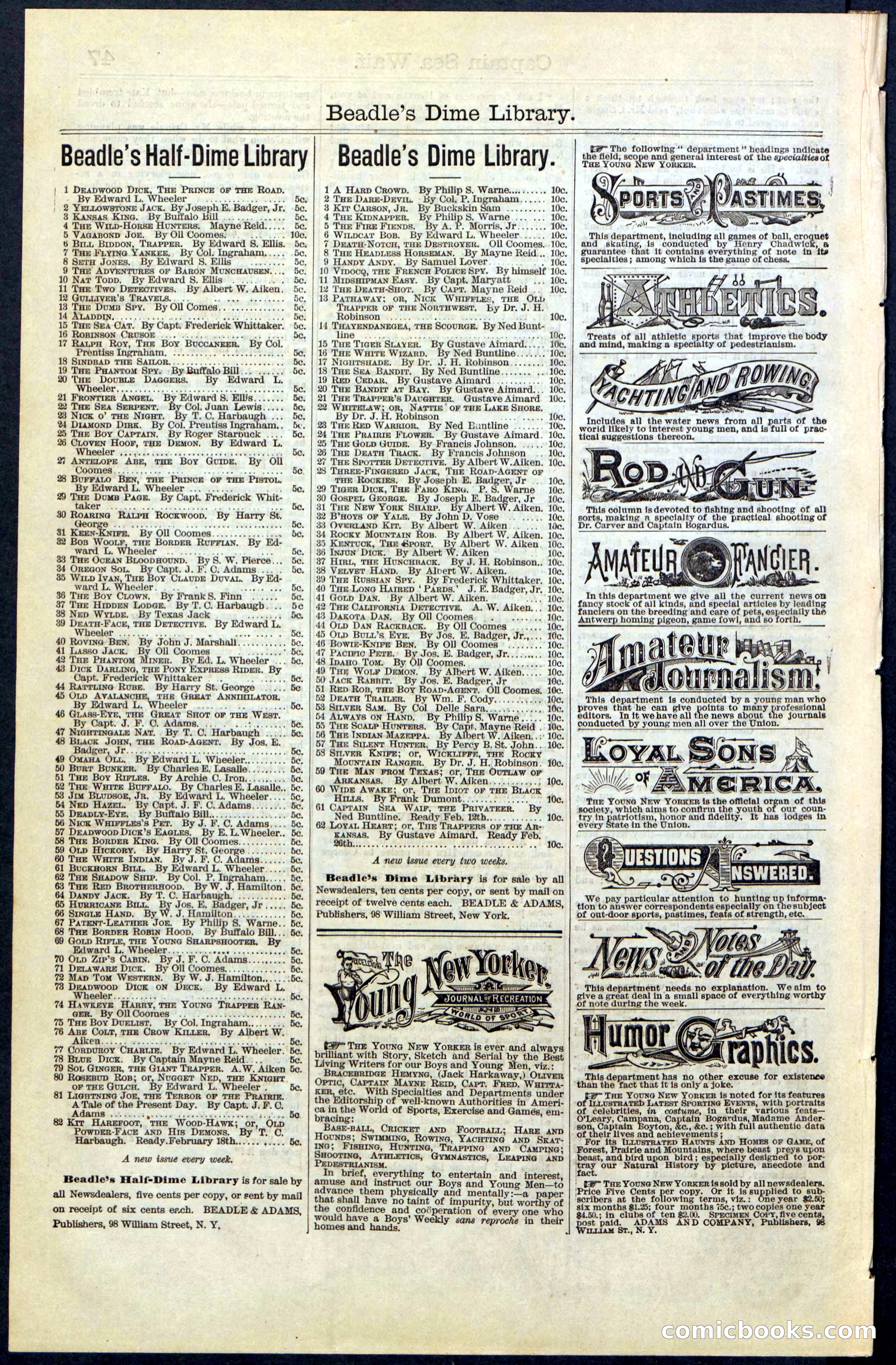 Beadle's New York Dime Library No. 61 — page 48 of 48
