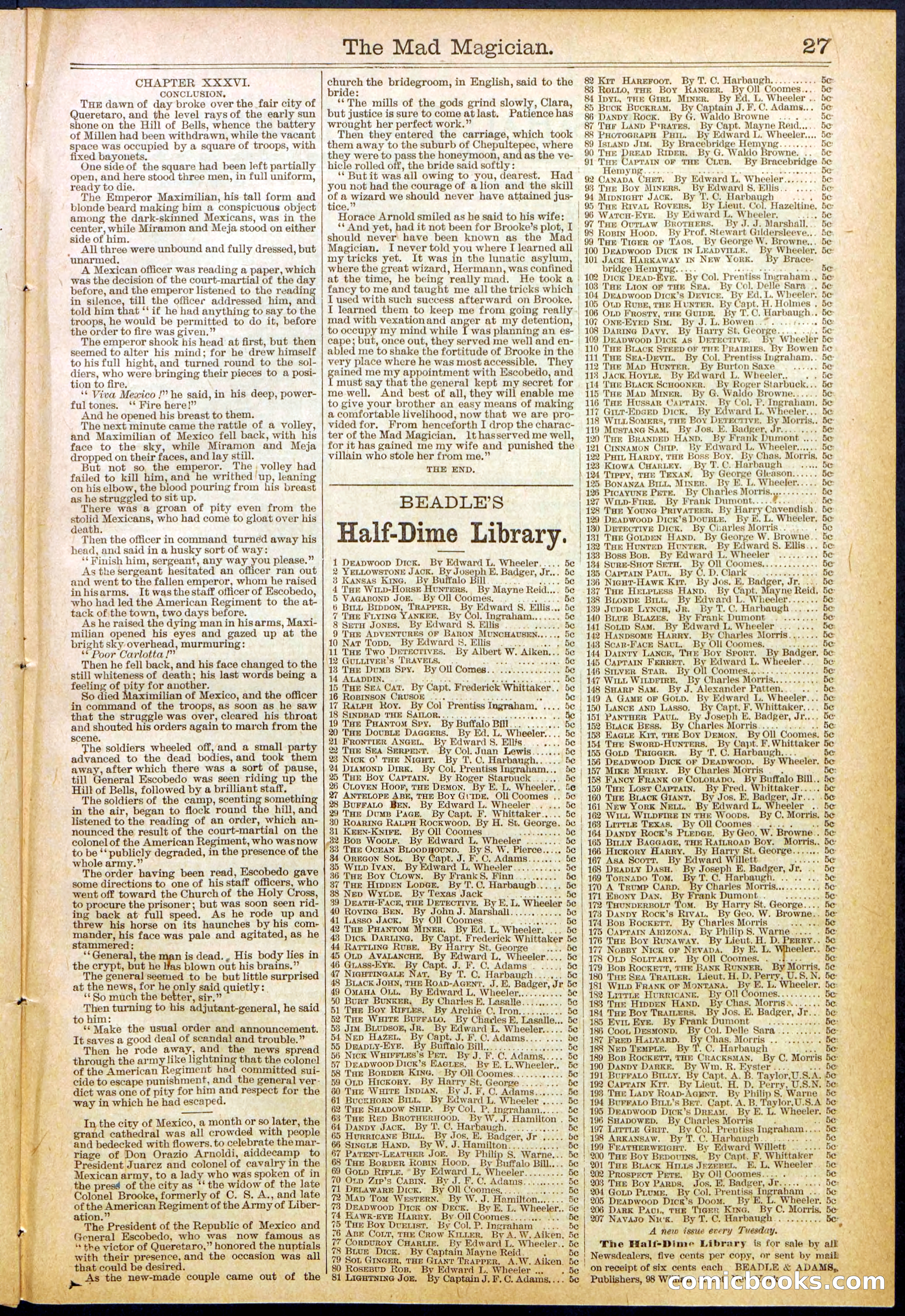 Beadle's New York Dime Library No. 614 — page 27 of 32