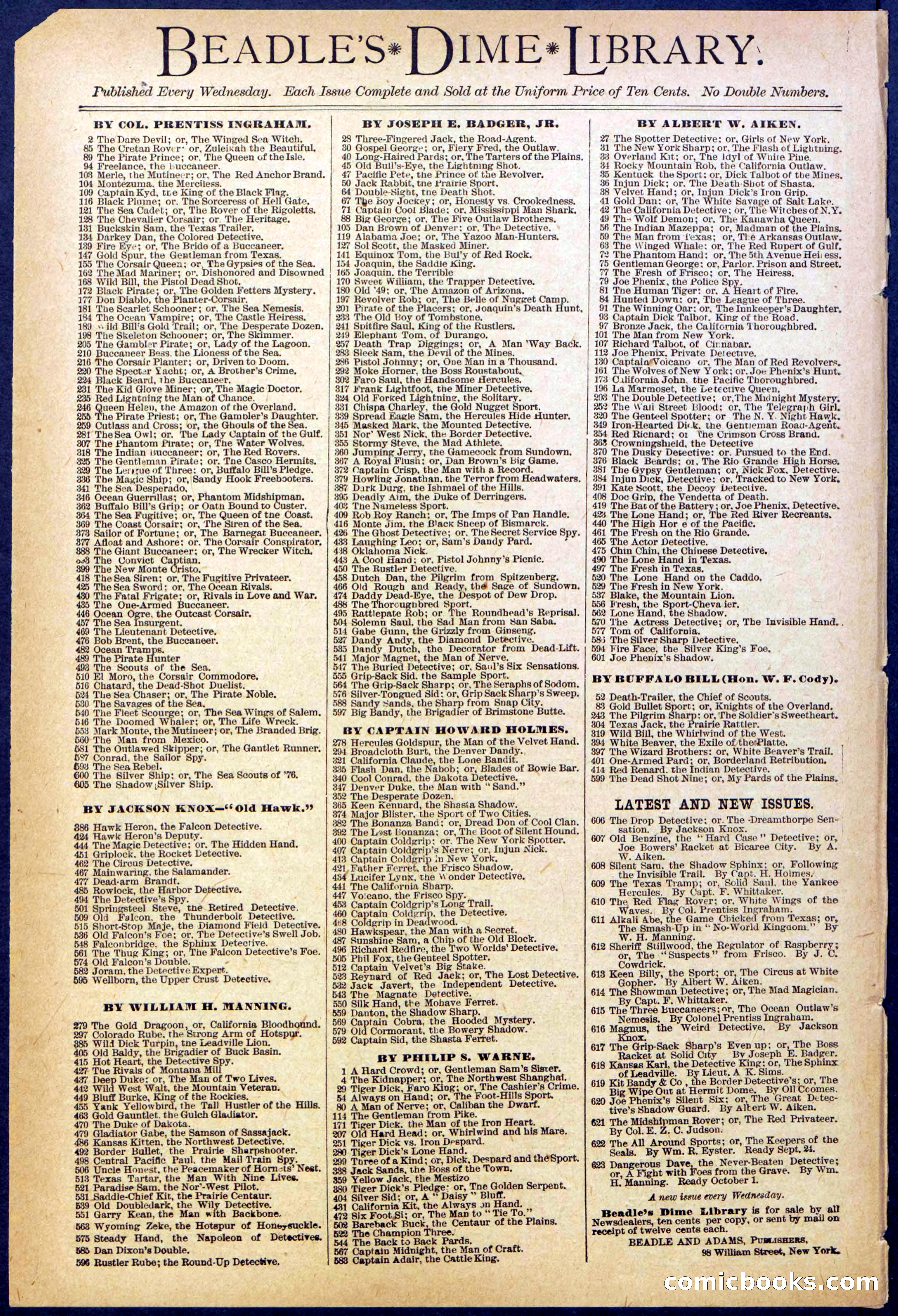 Beadle's New York Dime Library No. 617 — page 32 of 32
