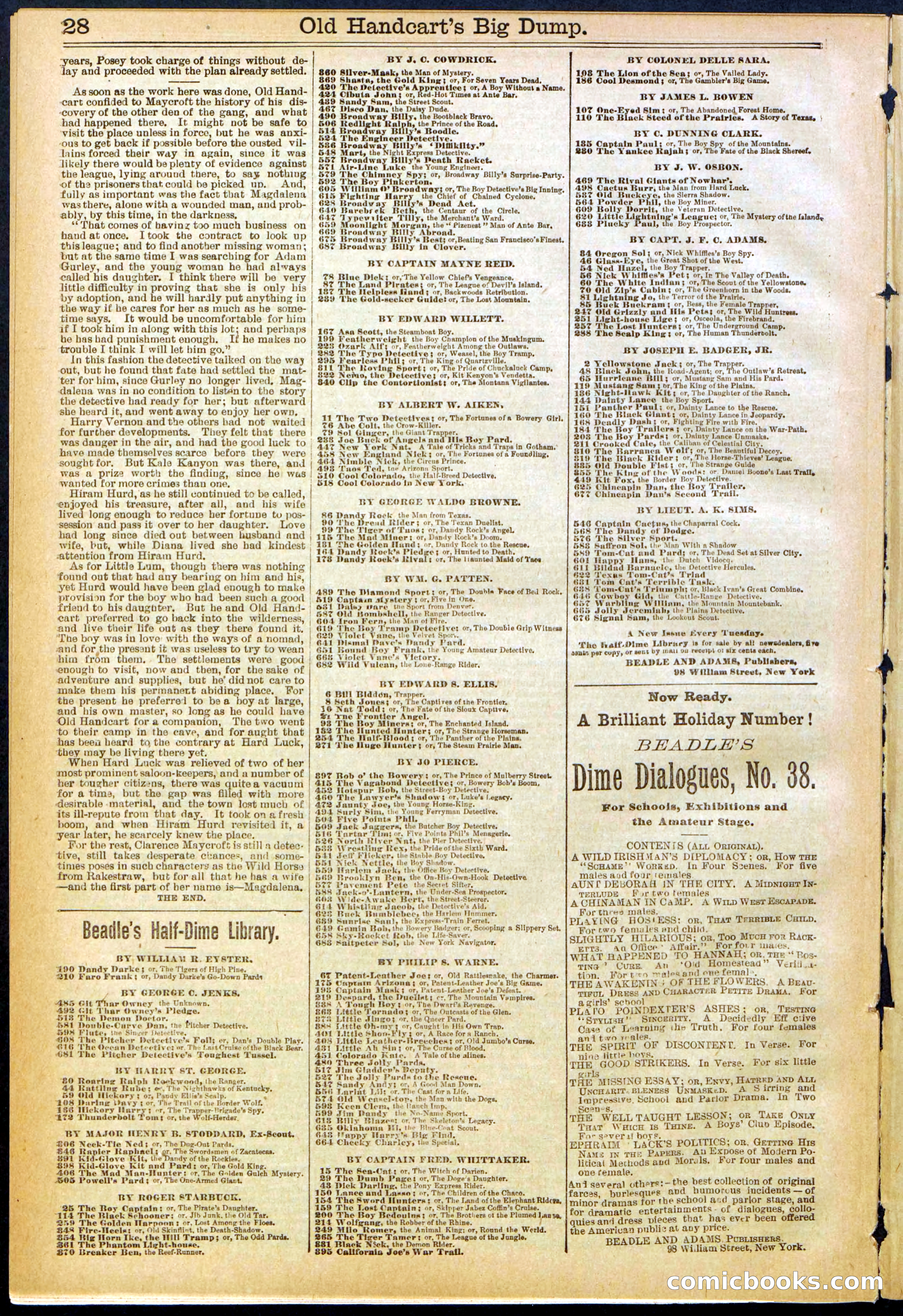 Beadle's New York Dime Library, No. 634 — page 28 of 30