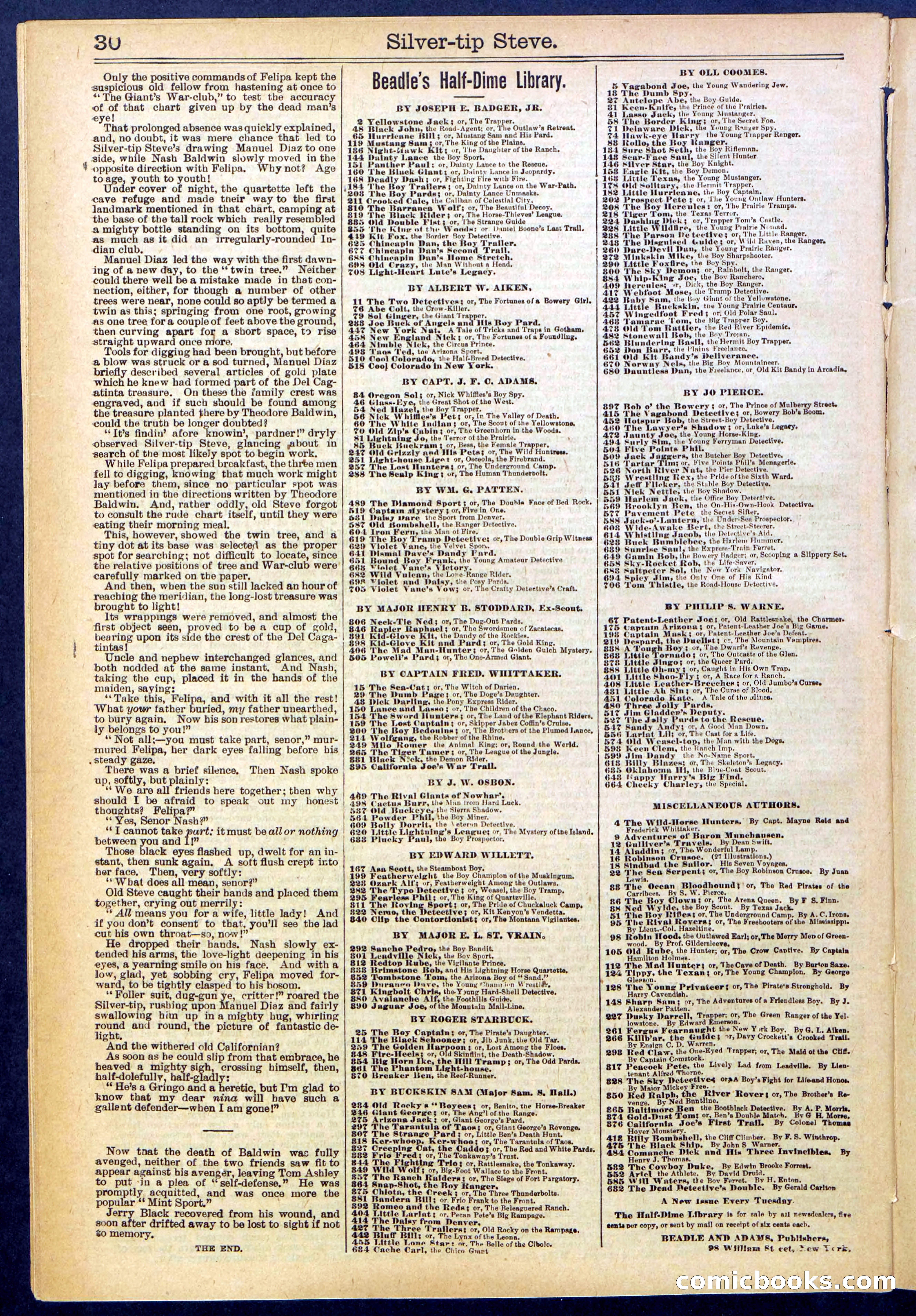 Beadle's New York Dime Library, No. 651 — page 30 of 32
