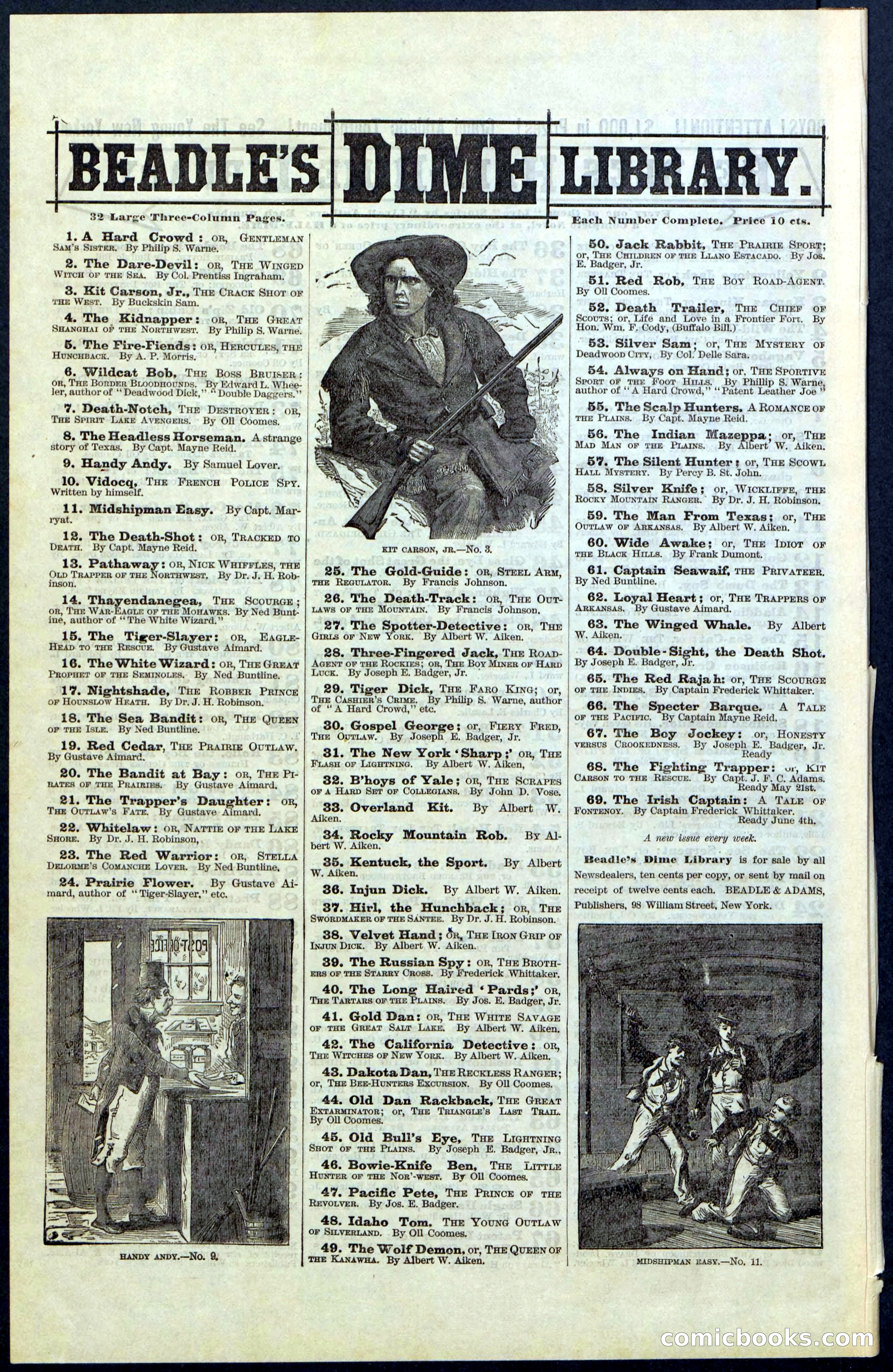 Beadle's New York Dime Library, No. 67 — page 32 of 32