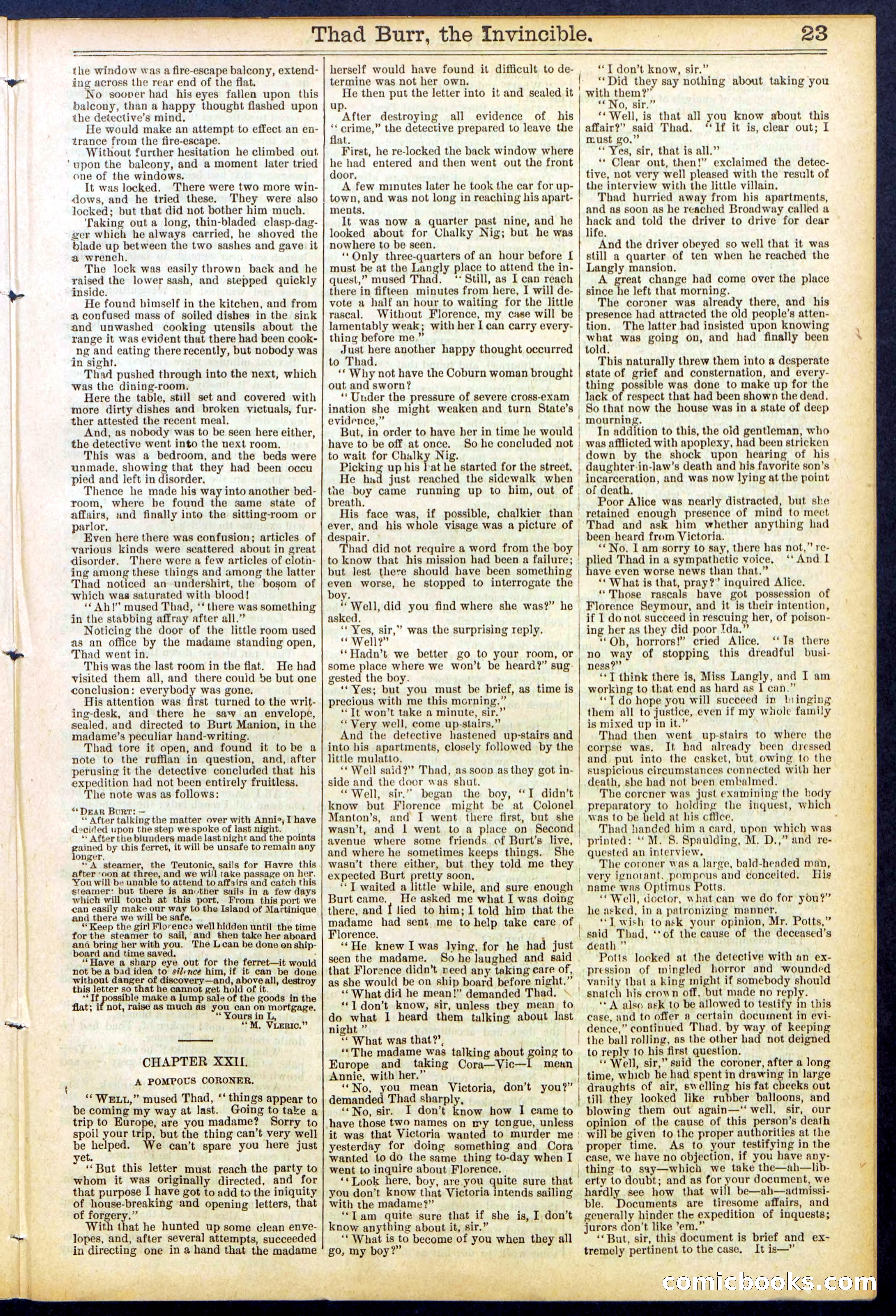 Beadle's Dime Library No. 698 — page 23 of 32