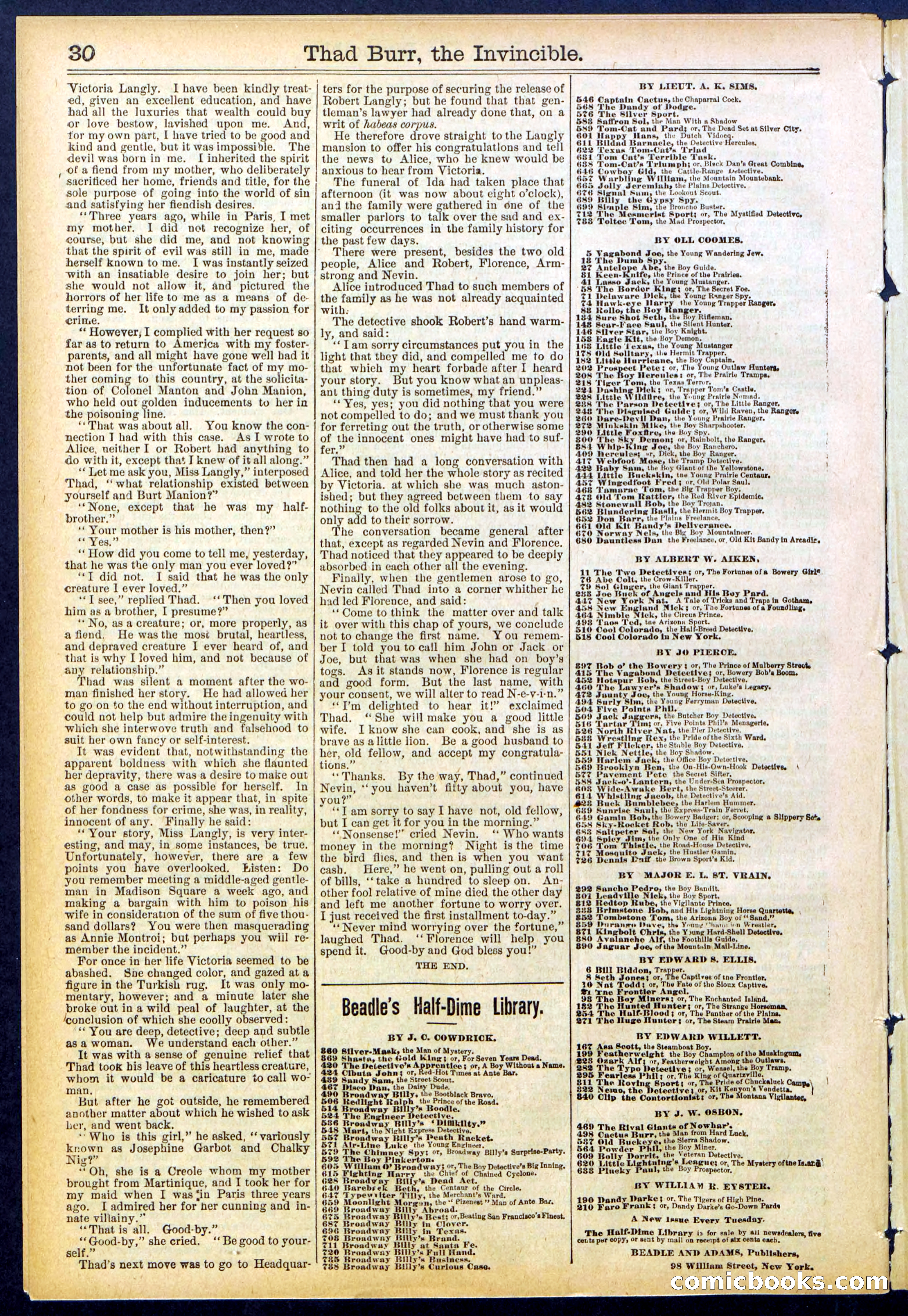 Beadle's Dime Library No. 698 — page 30 of 32