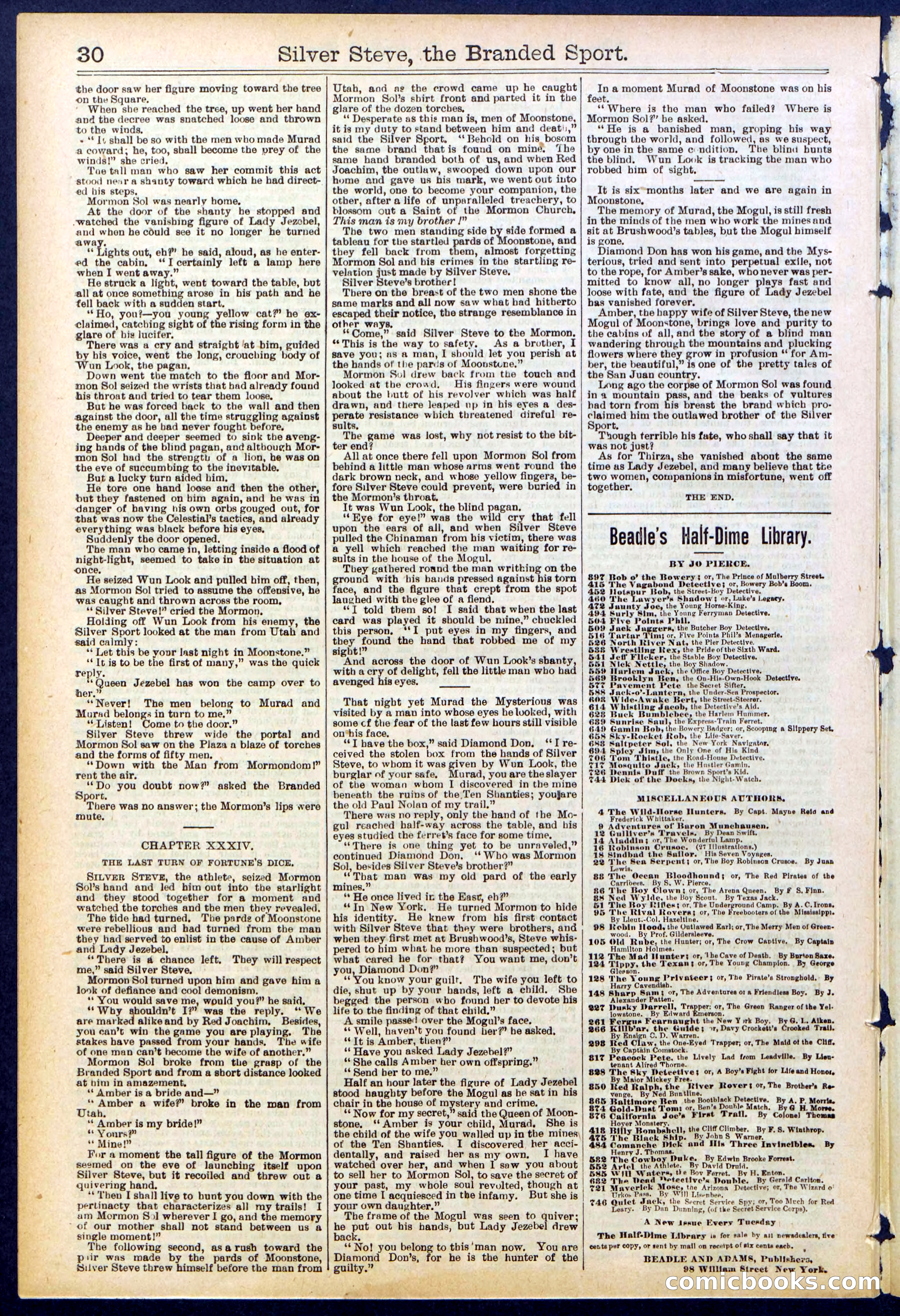 Beadle's New York Dime Library No. 701 — page 30 of 32