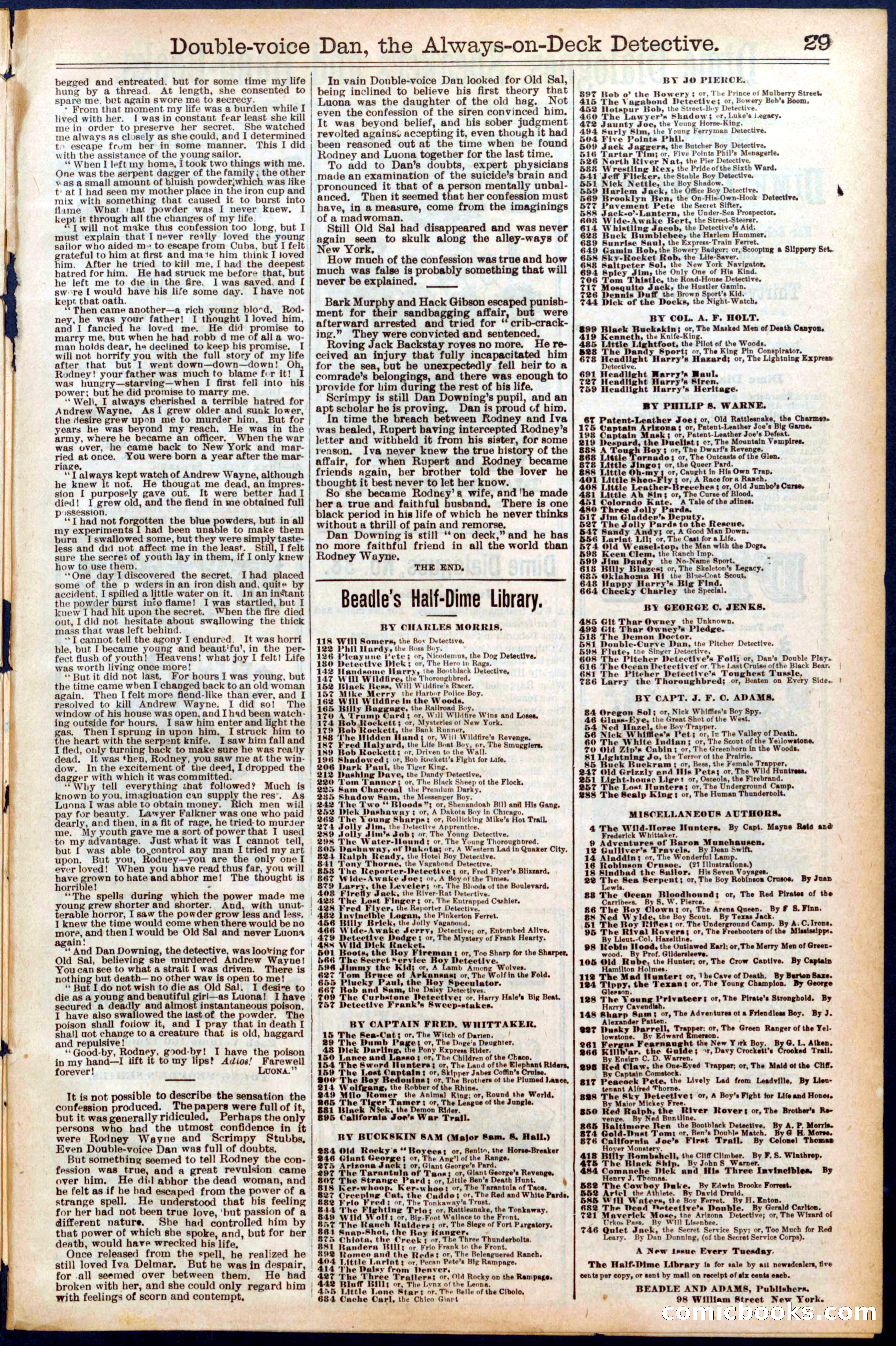 Beadle's New York Dime Library No. 702 — page 29 of 32