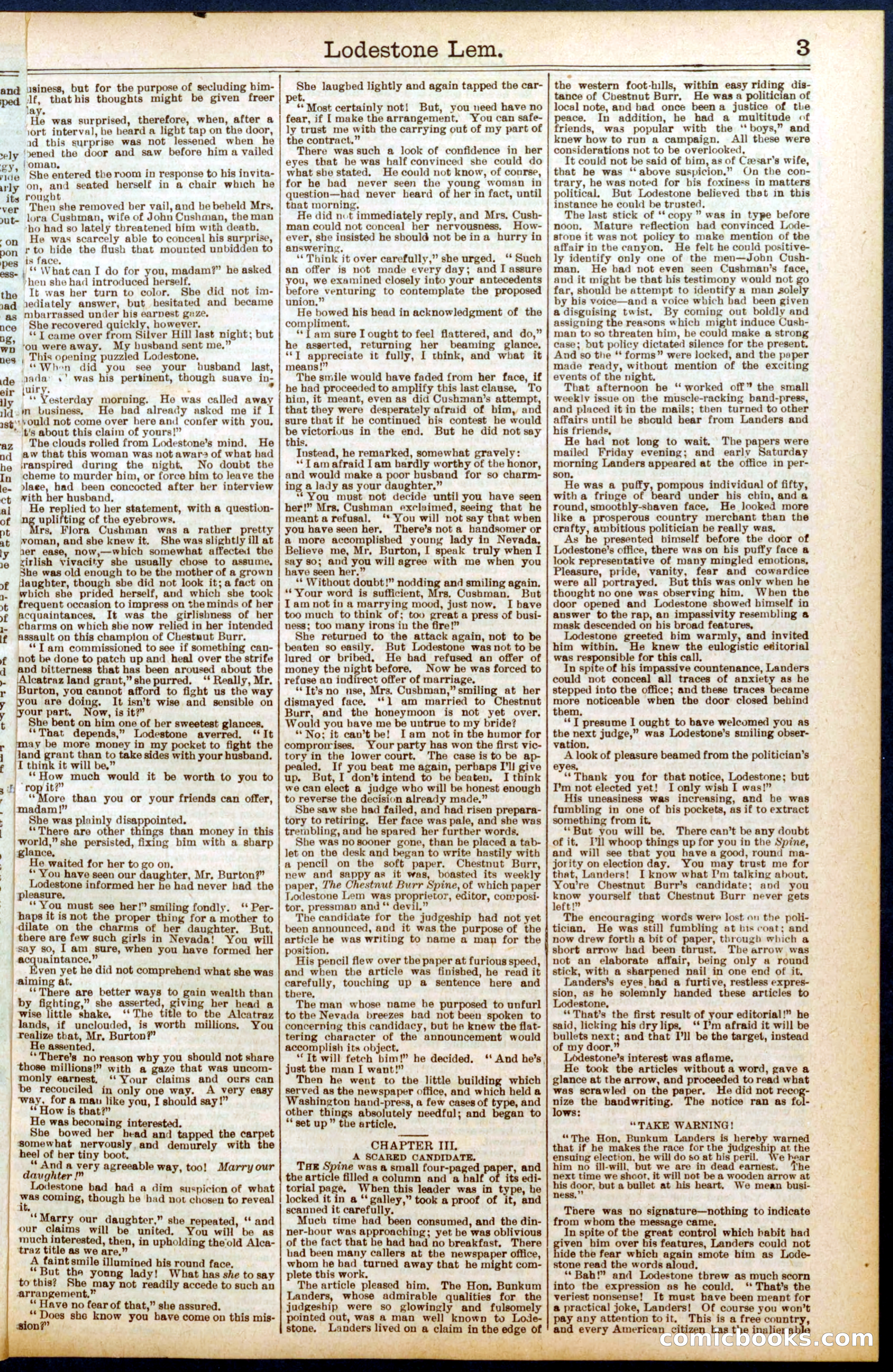 Beadle's Dime Library No. 709 — page 3 of 32