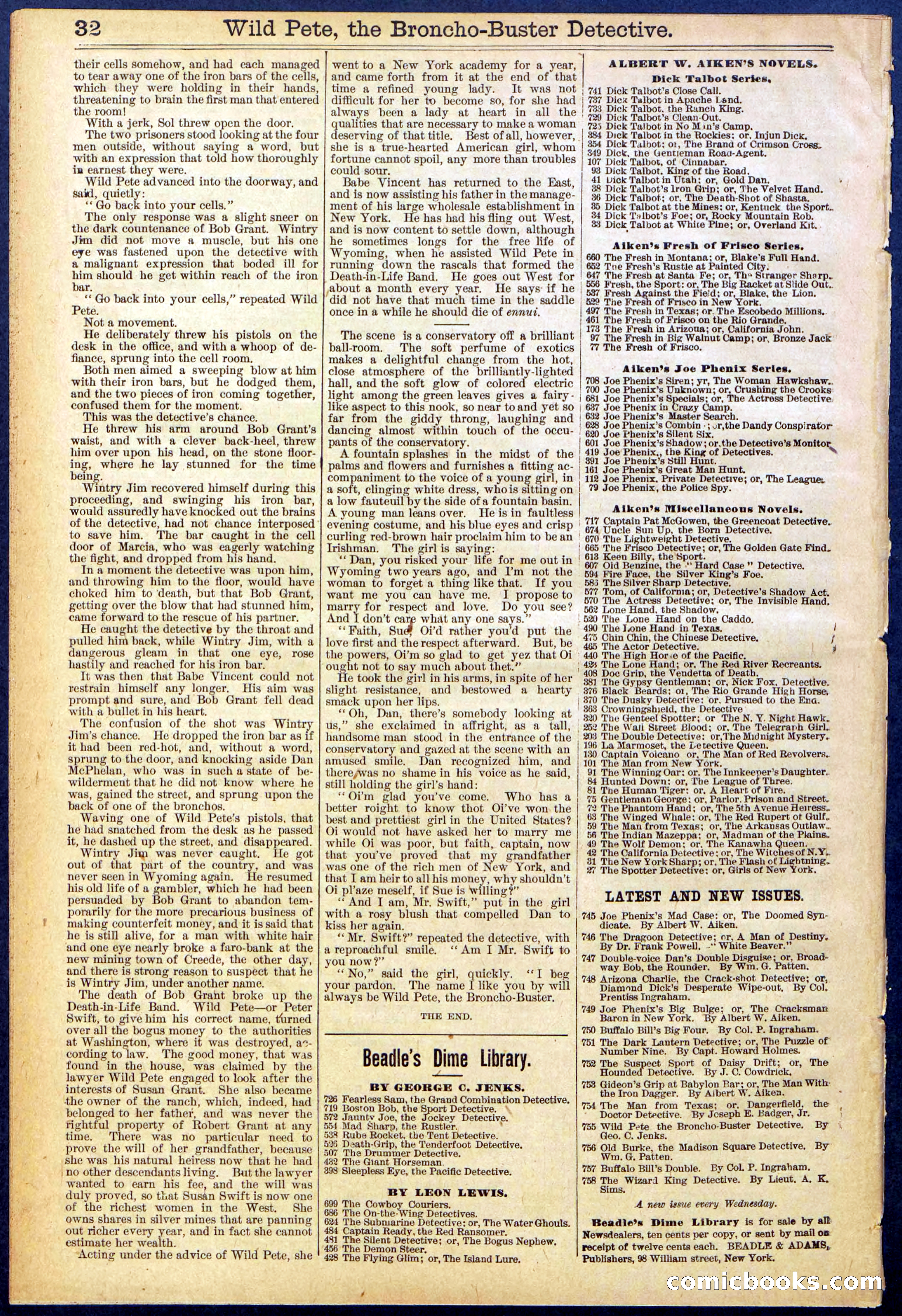 Beadle's Dime Library No. 755 — page 32 of 32