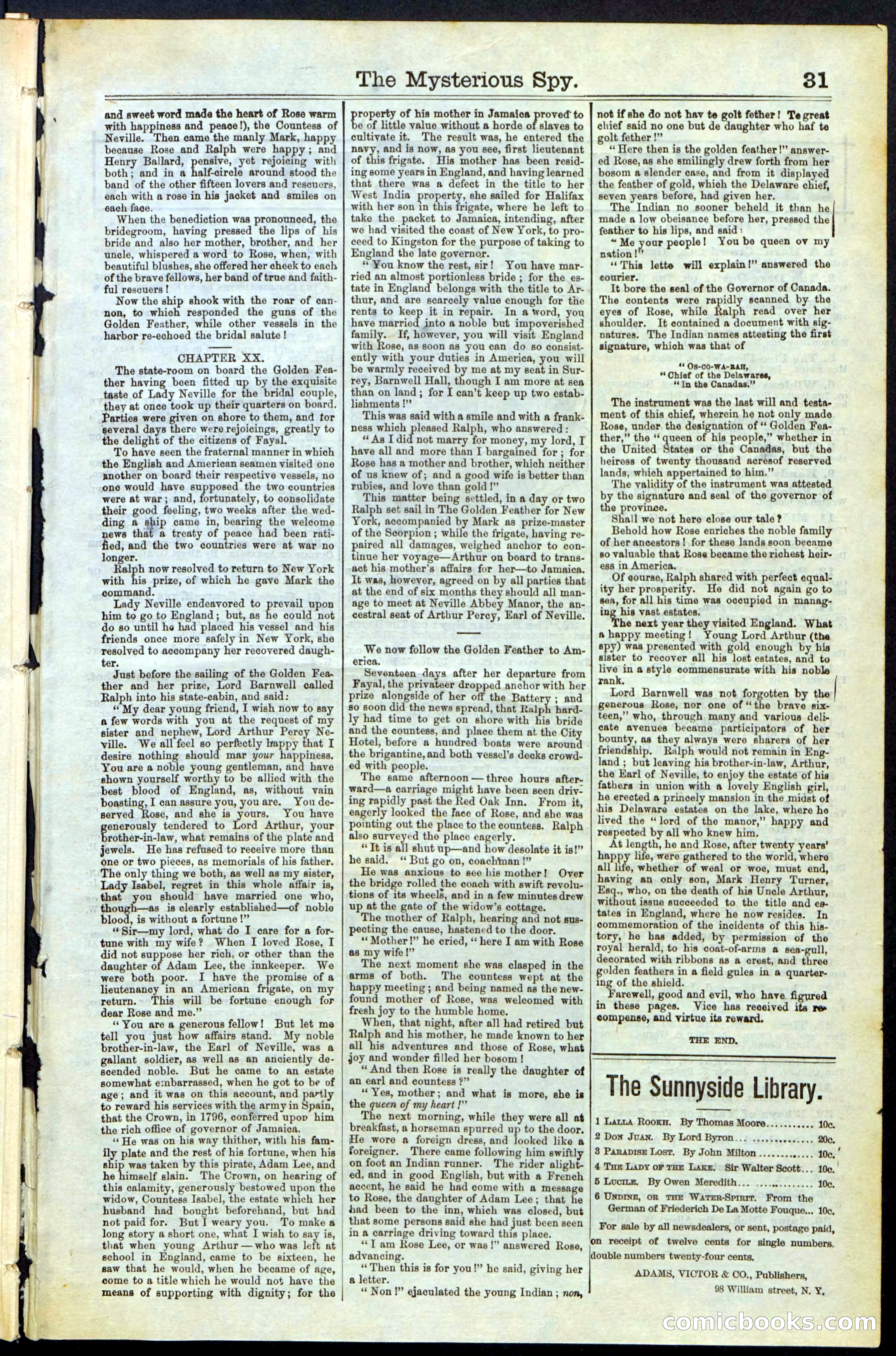 Beadle's New York Dime Library No. 78 — page 31 of 32