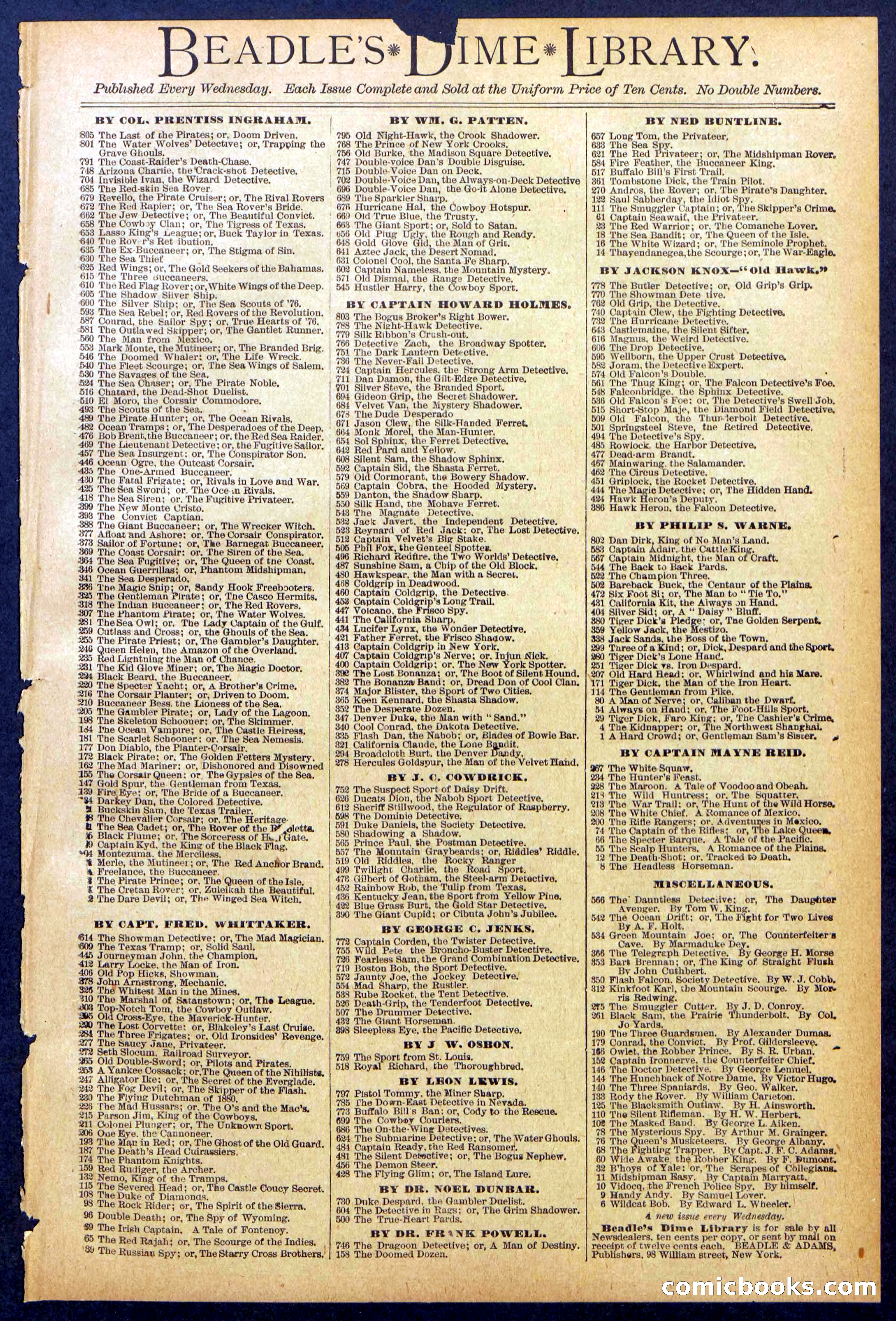 Beadle's New York Dime Library, No. 837 — page 31 of 32