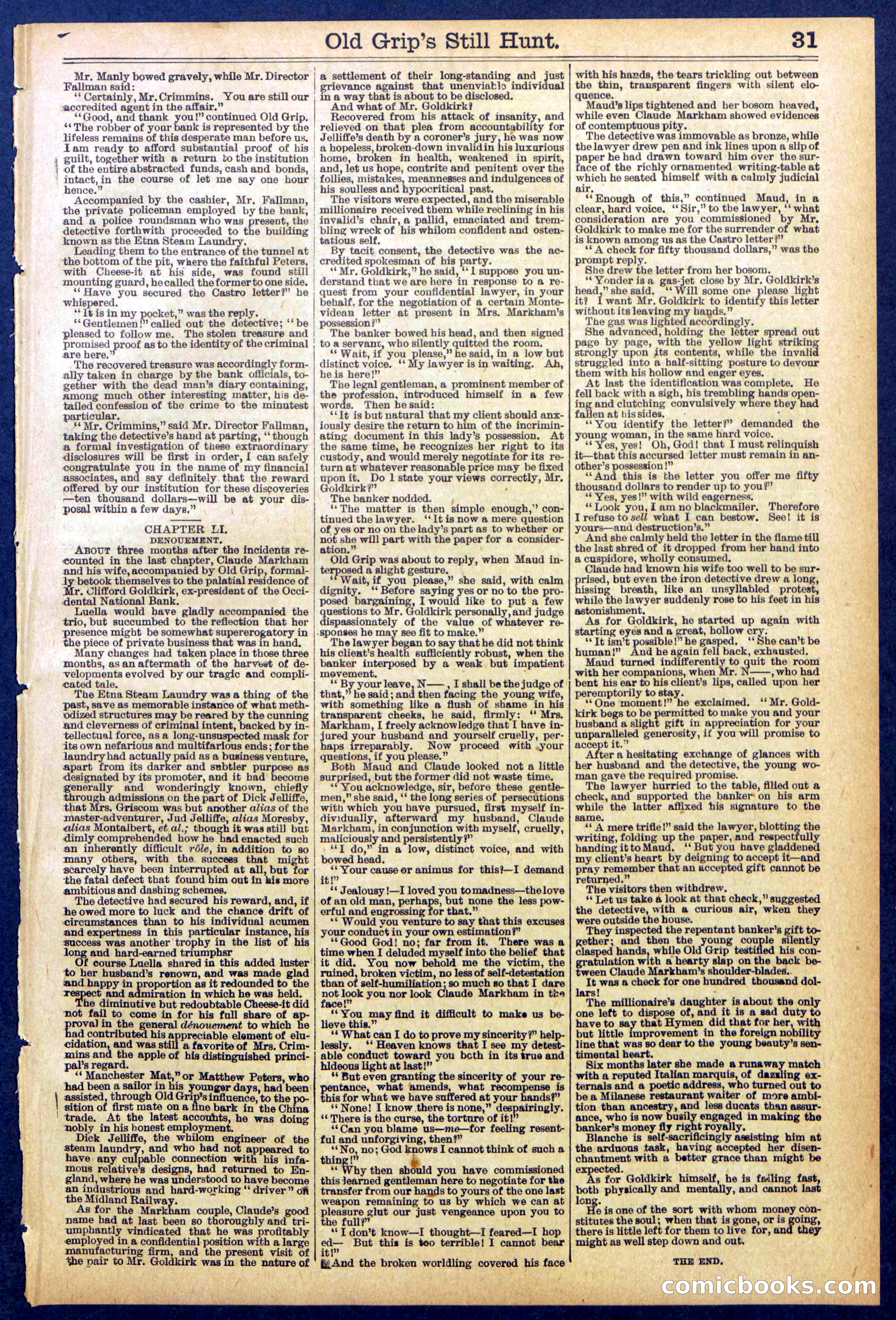 Beadle's New York Dime Library No. 838 — page 31 of 32