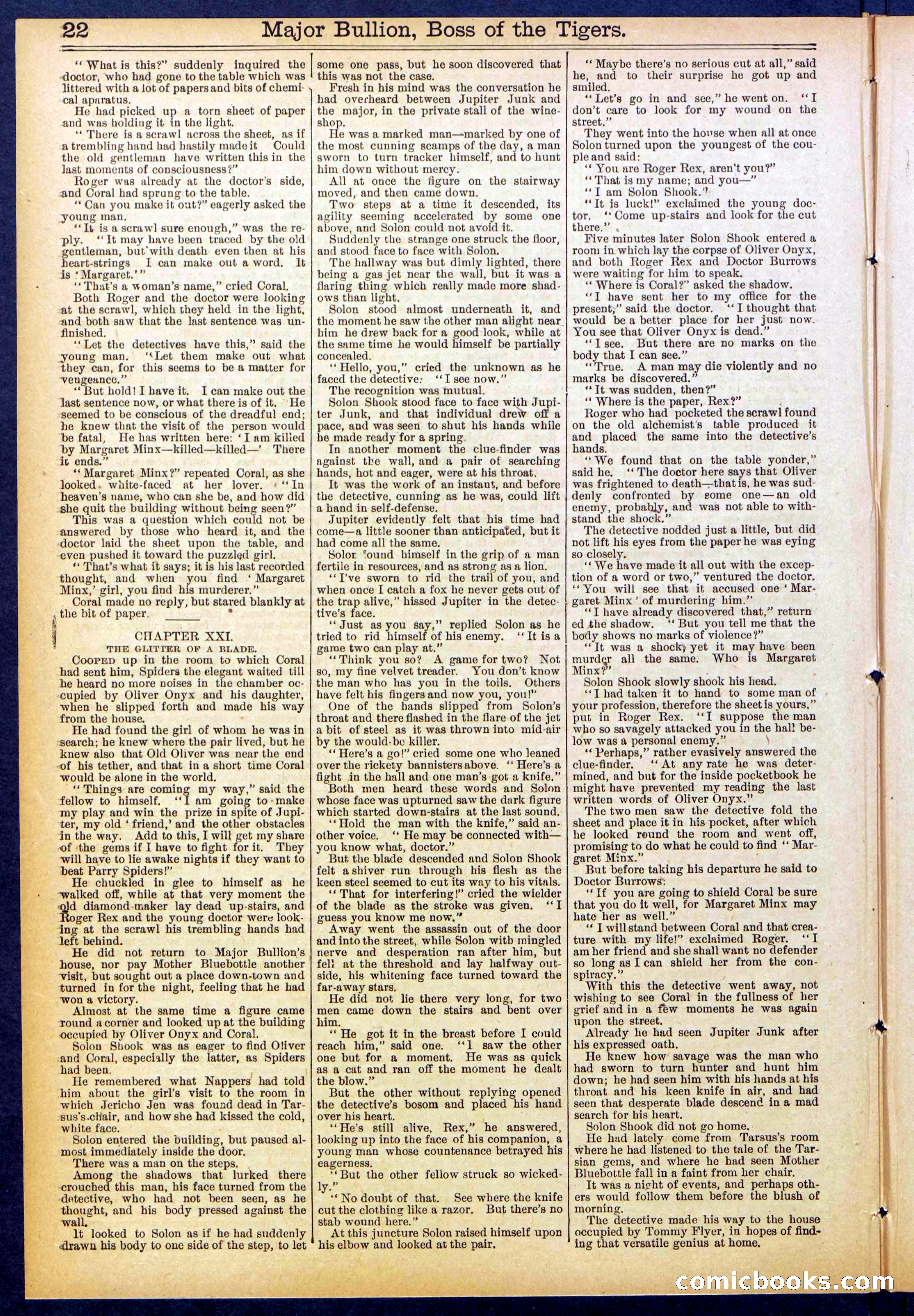 Beadle's Dime Library No. 840: Major Bullion, Boss of the Tigers — page 22 of 32