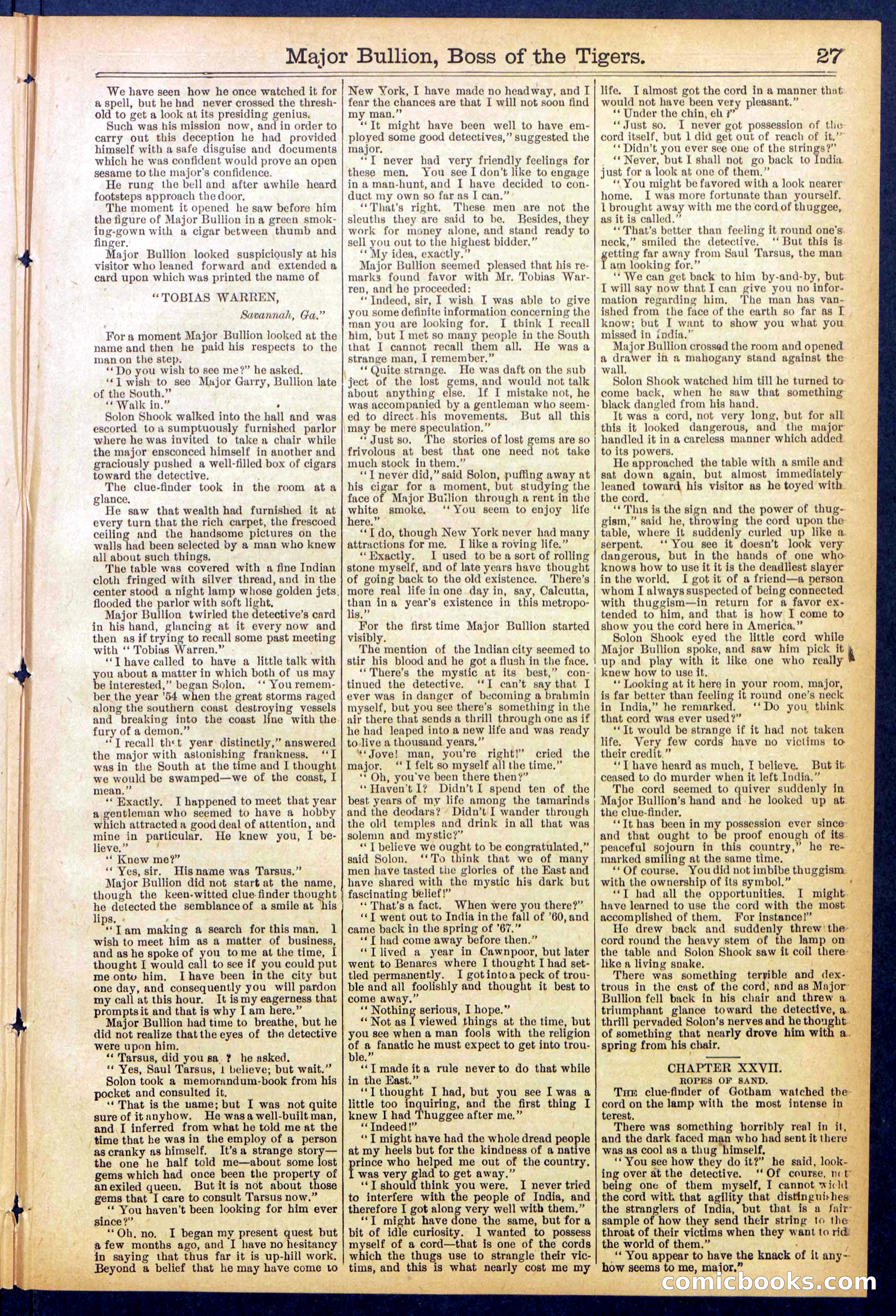 Beadle's Dime Library No. 840: Major Bullion, Boss of the Tigers — page 27 of 32
