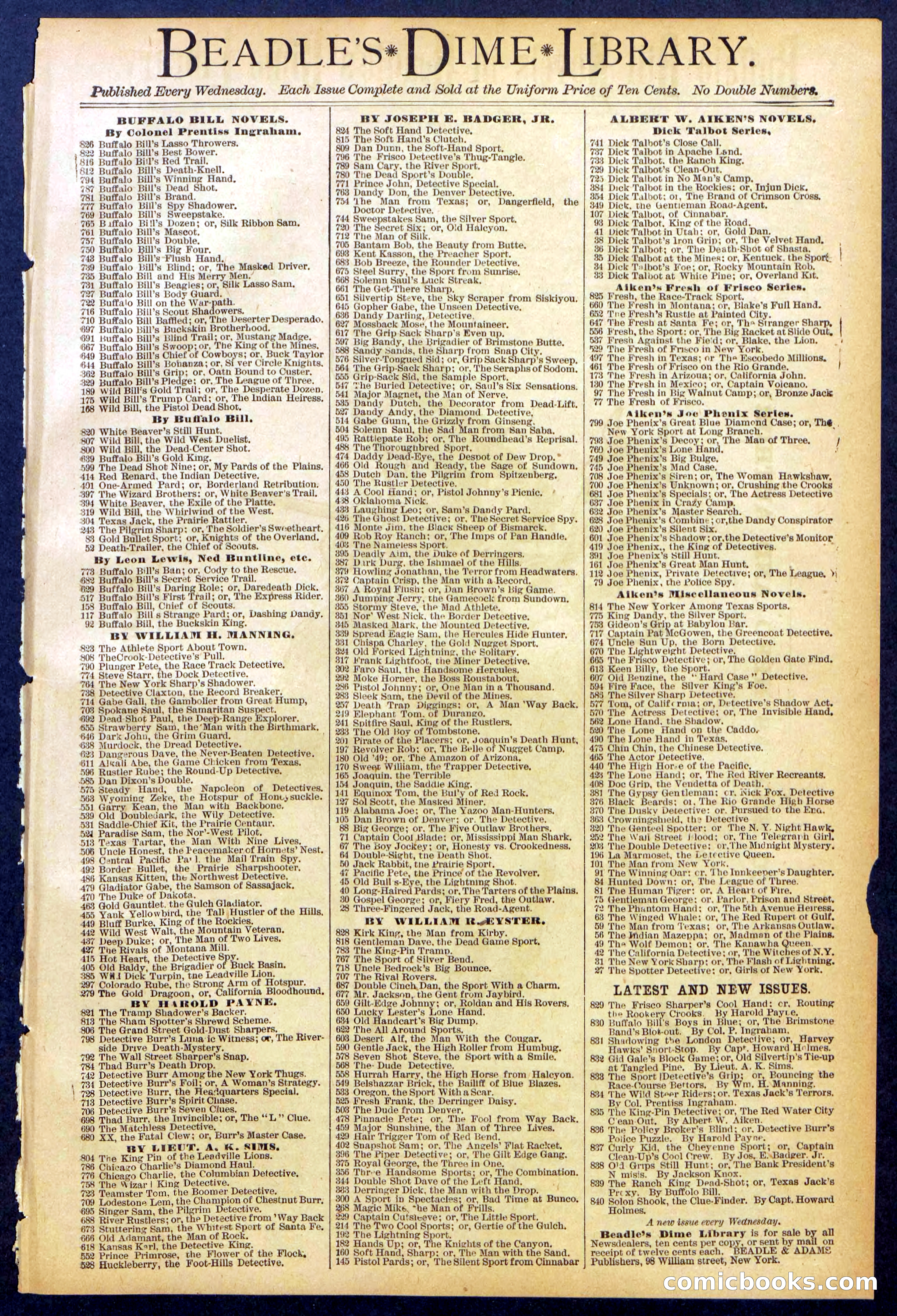 Beadle's New York Dime Library No. 842 — page 31 of 32