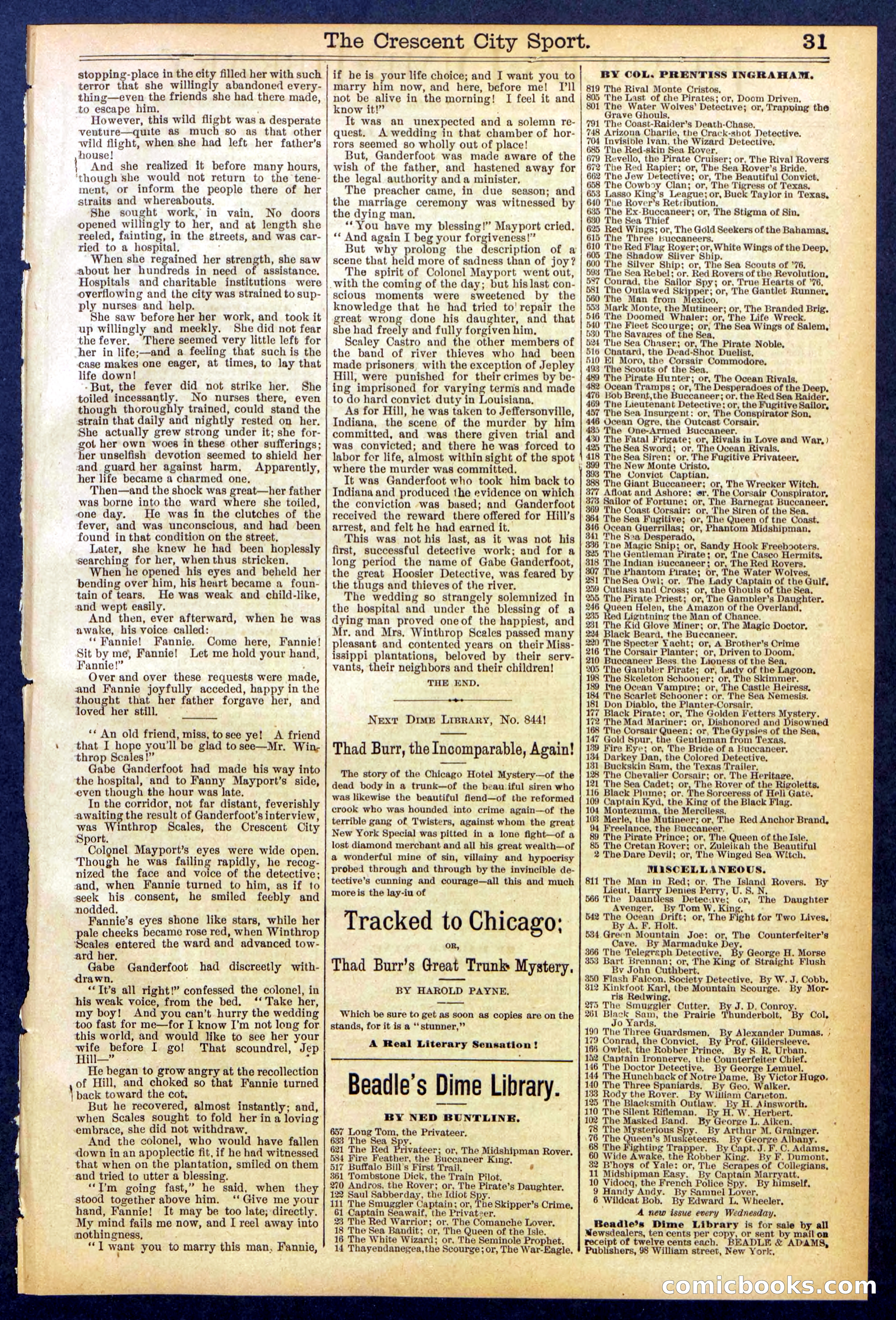 Beadle's New York Dime Library No. 843 — page 31 of 32
