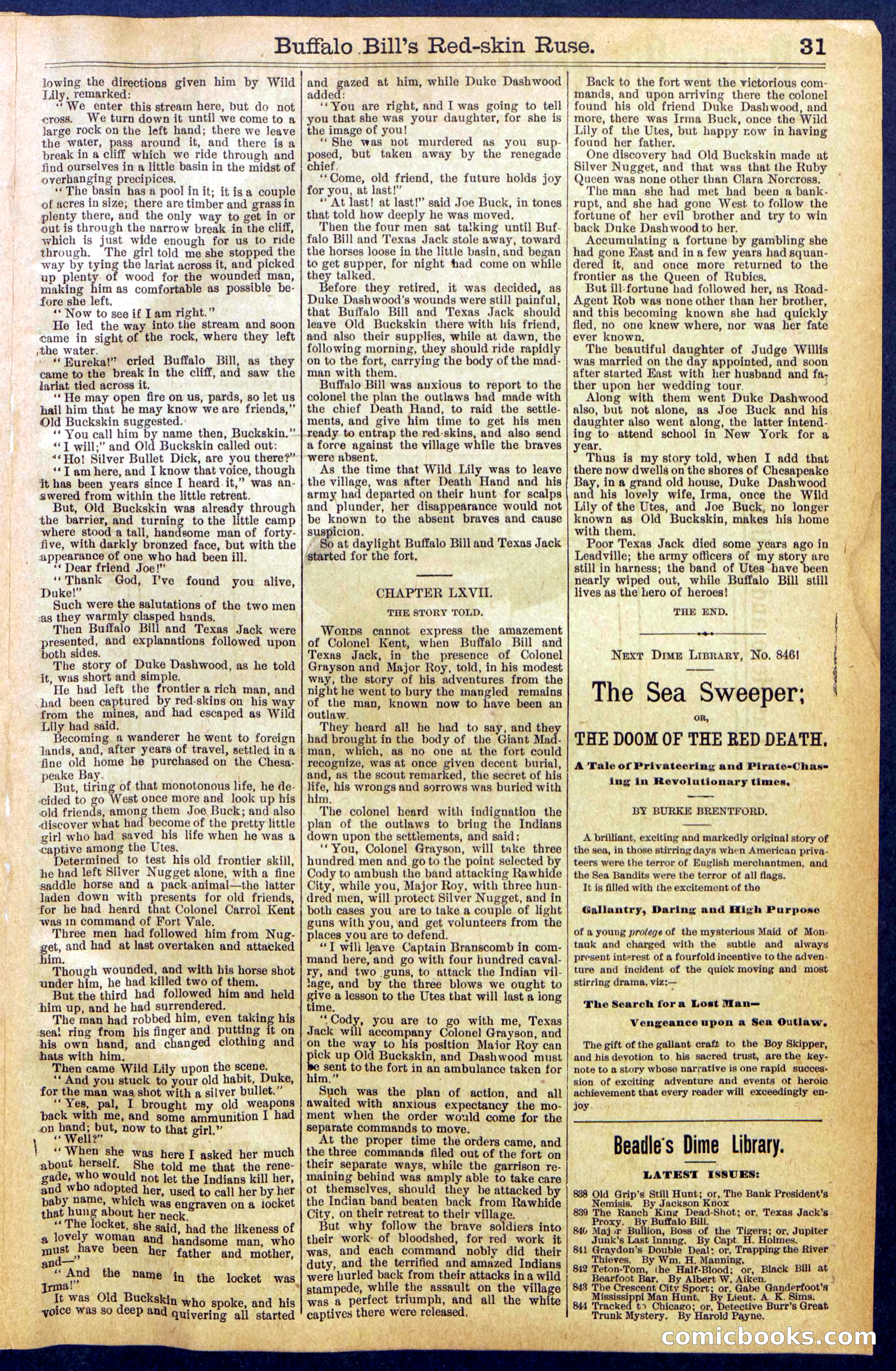Beadle's Dime Library No. 845 — page 31 of 32