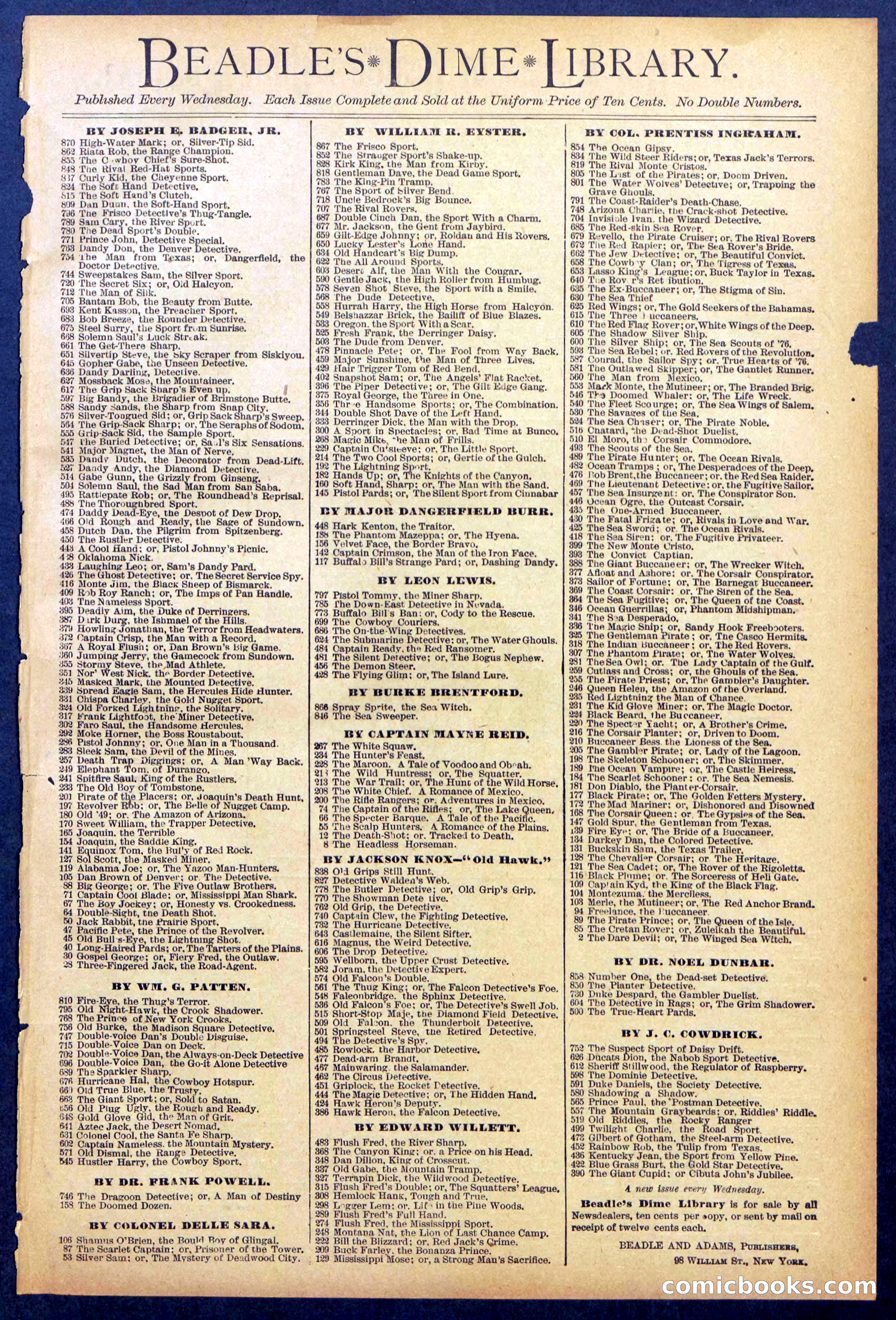 Beadle's New York Dime Library No. 886 — page 31 of 32