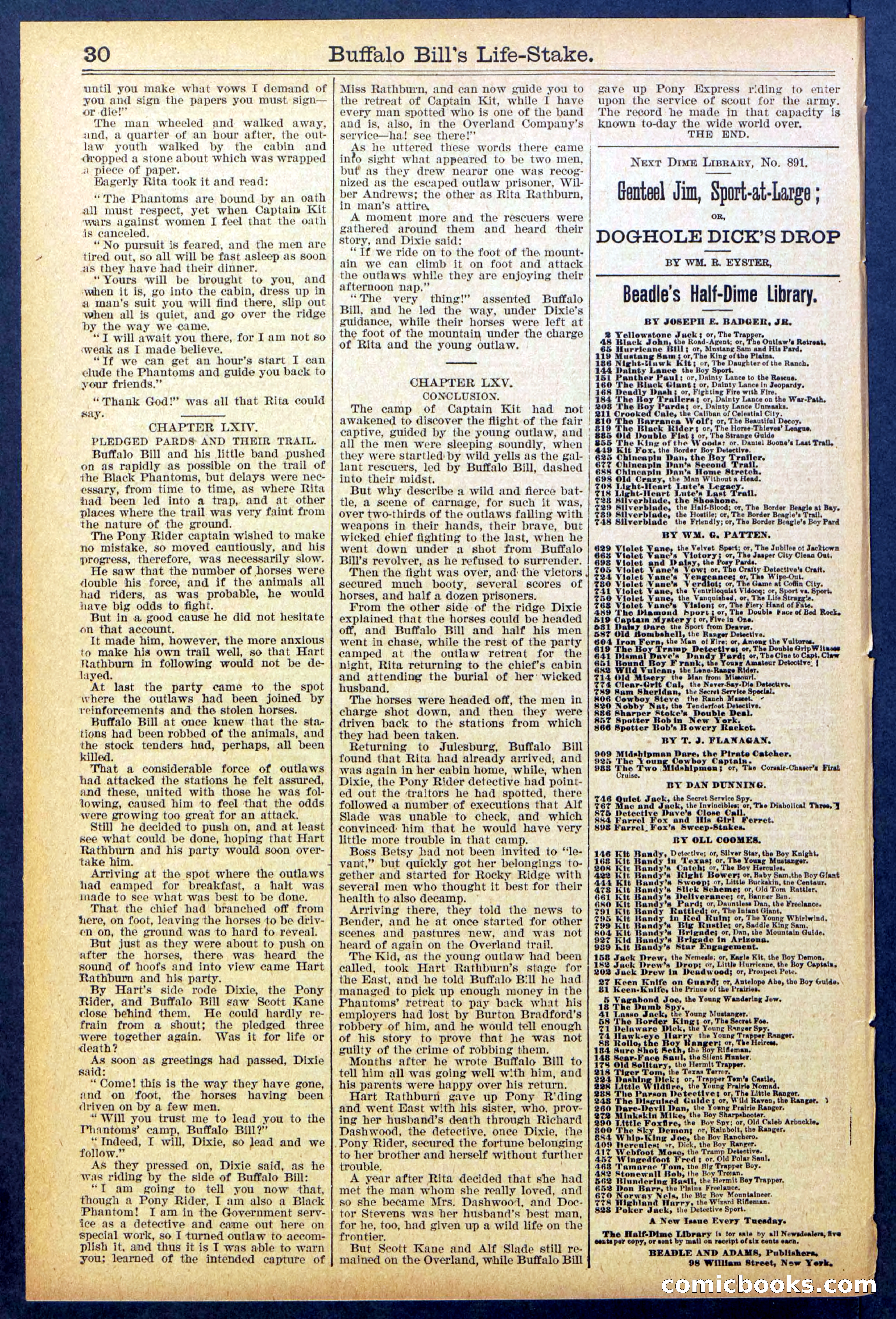 Beadle's New York Dime Library No. 890 — page 30 of 32