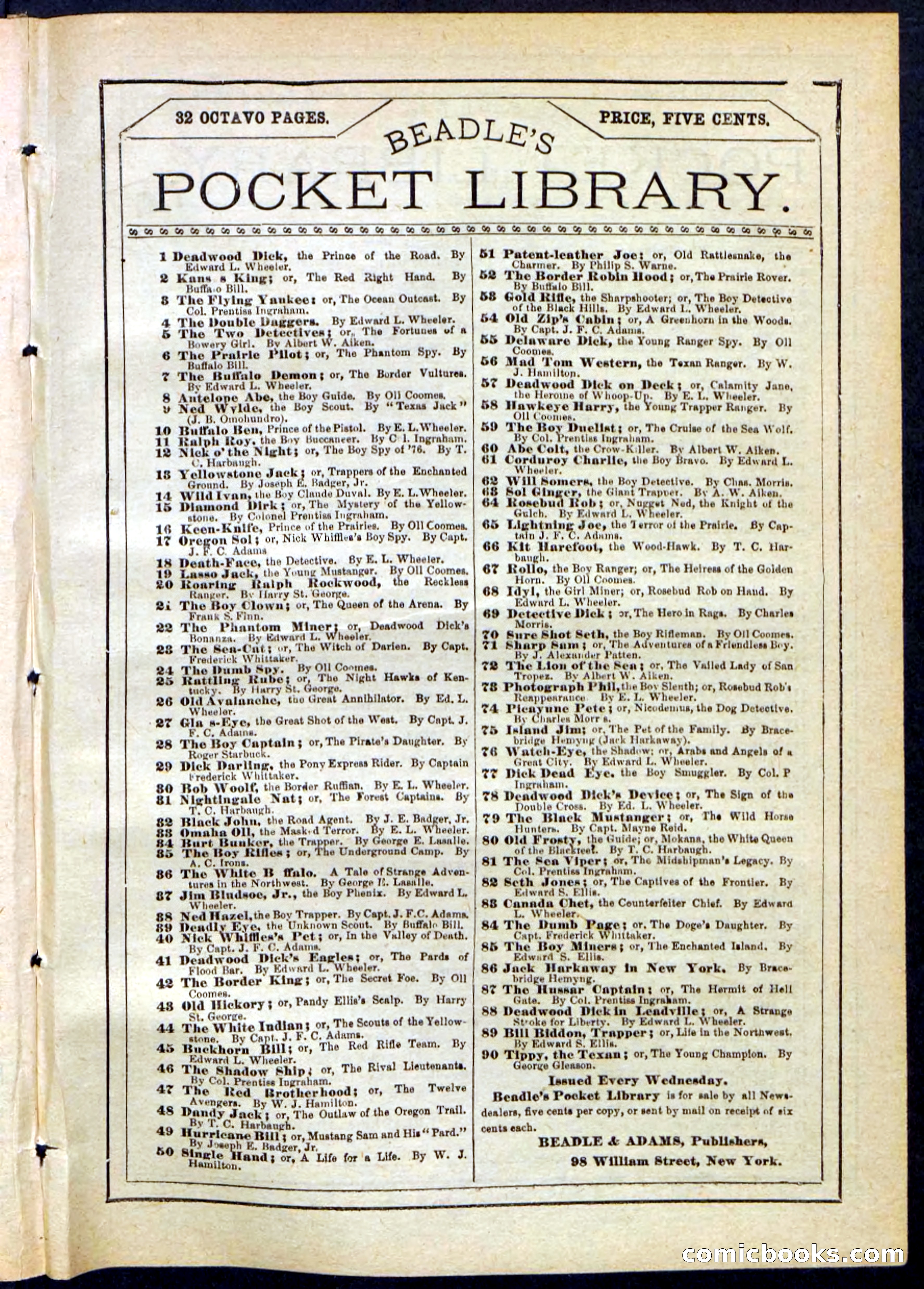Beadle's Pocket Library No. 168 — page 31 of 32