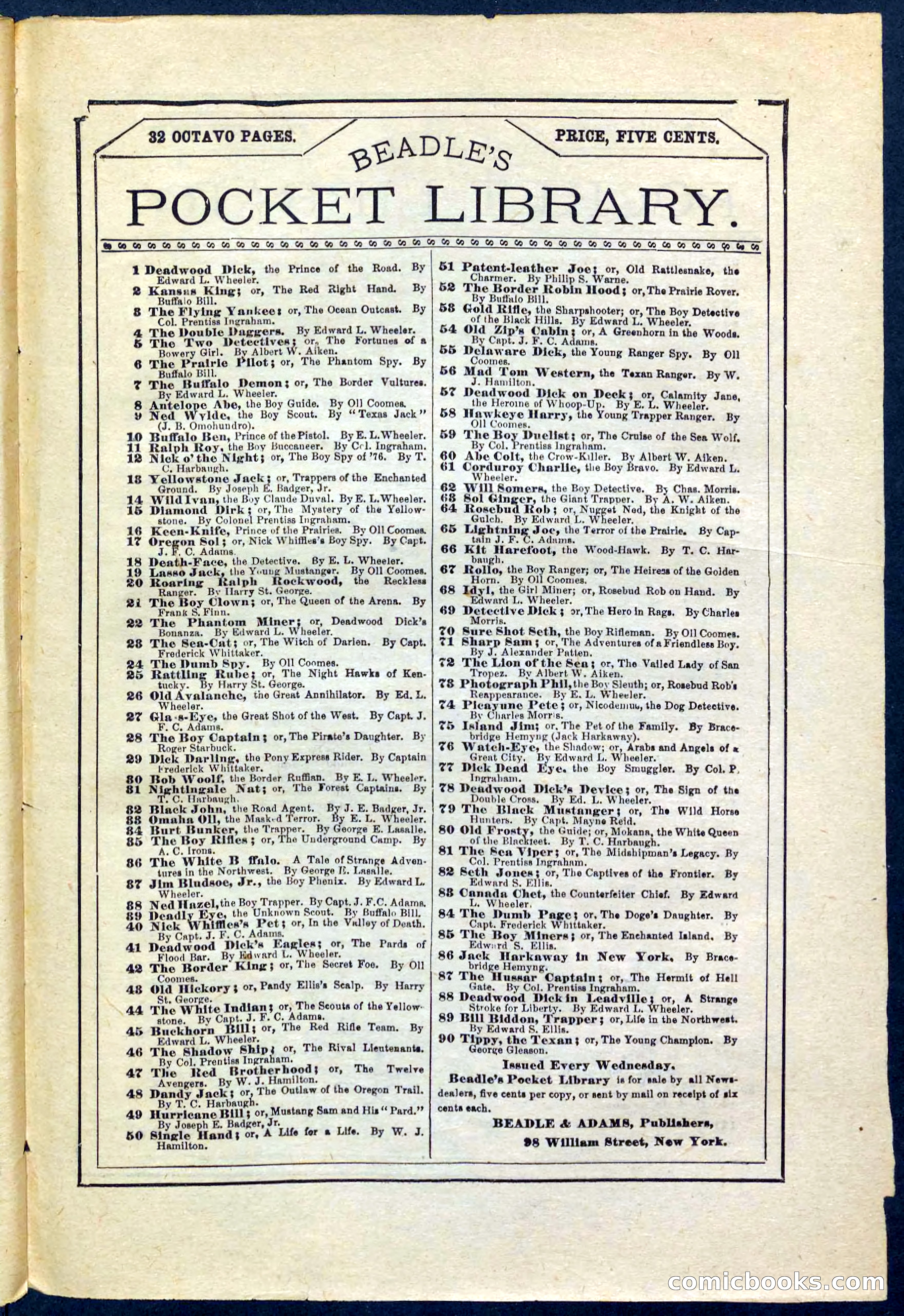 Beadle's Pocket Library No. 178 — page 31 of 32