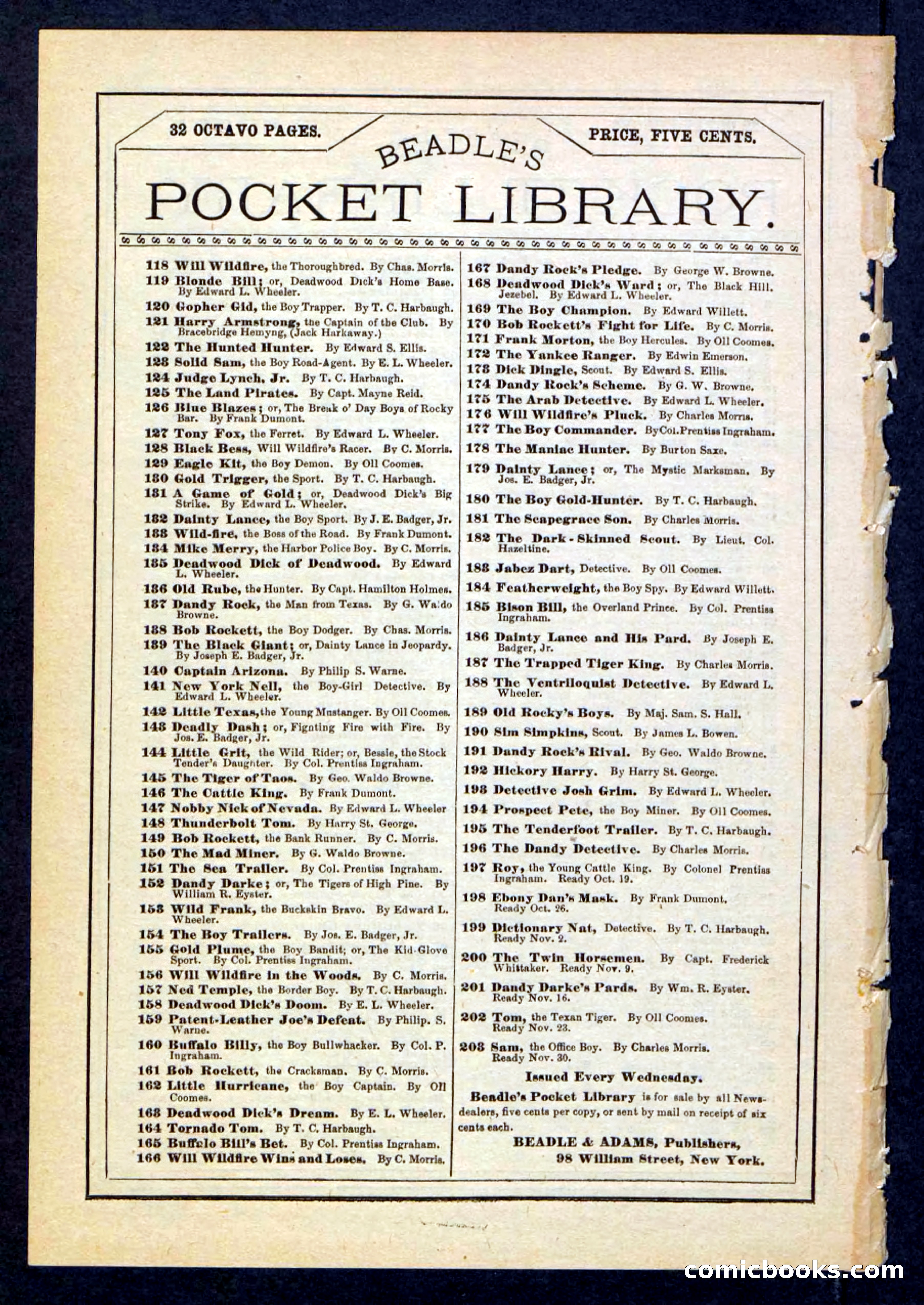 Beadle's Pocket Library No. 196 — page 32 of 32