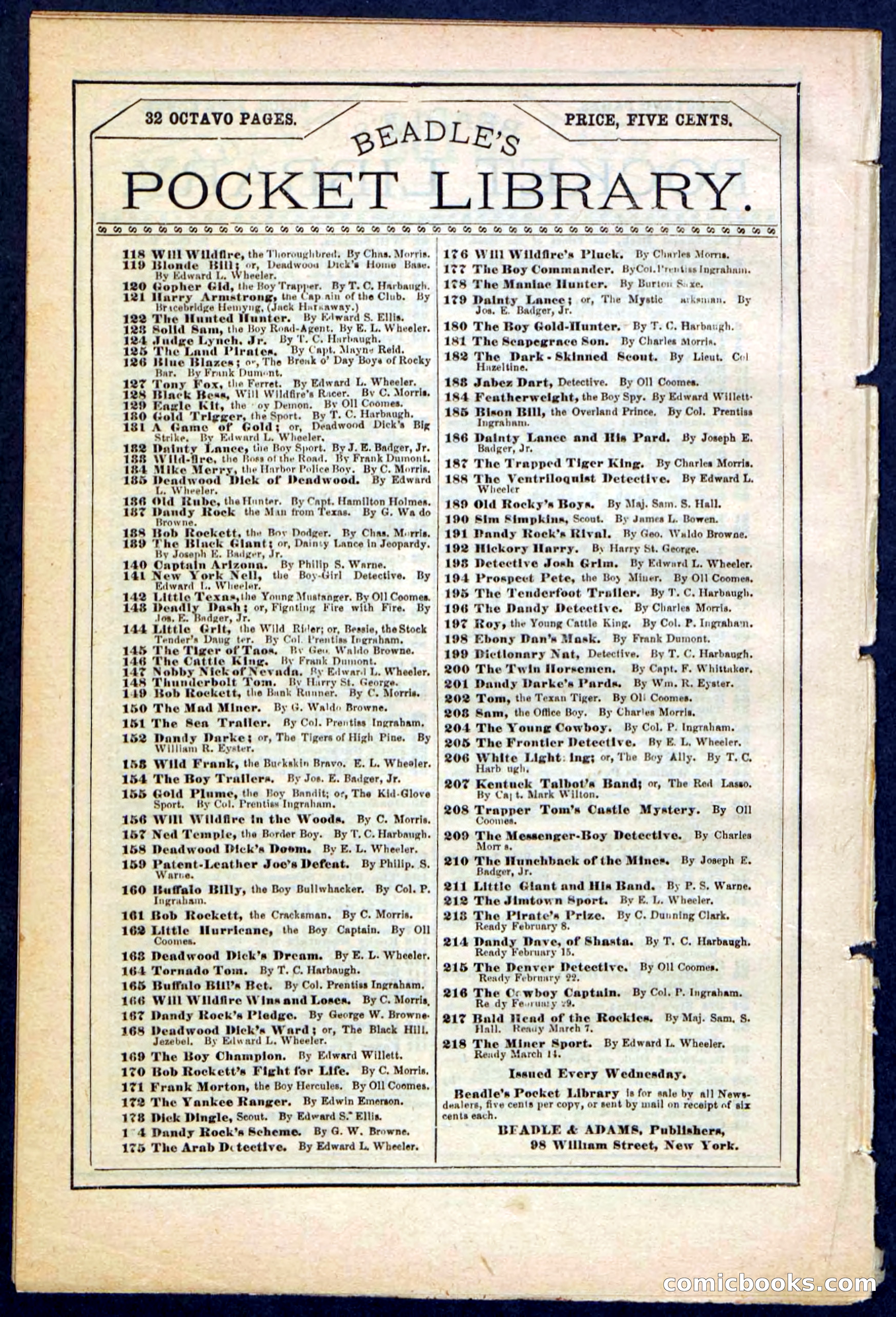Beadle's Pocket Library No. 213: The Pirate's Prize — page 32 of 32
