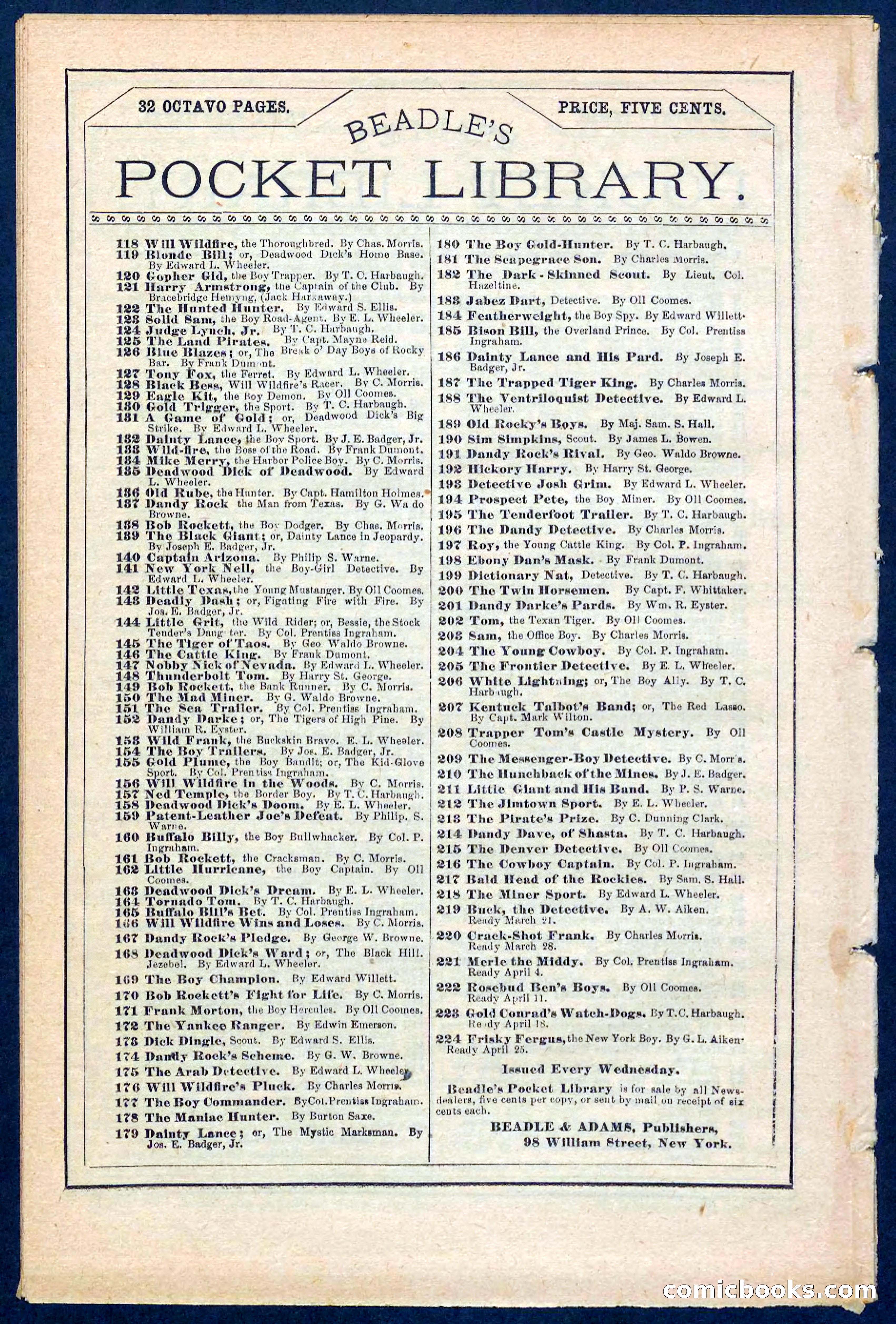 Beadle's Pocket Library No. 219: Buck the Detective — page 32 of 32
