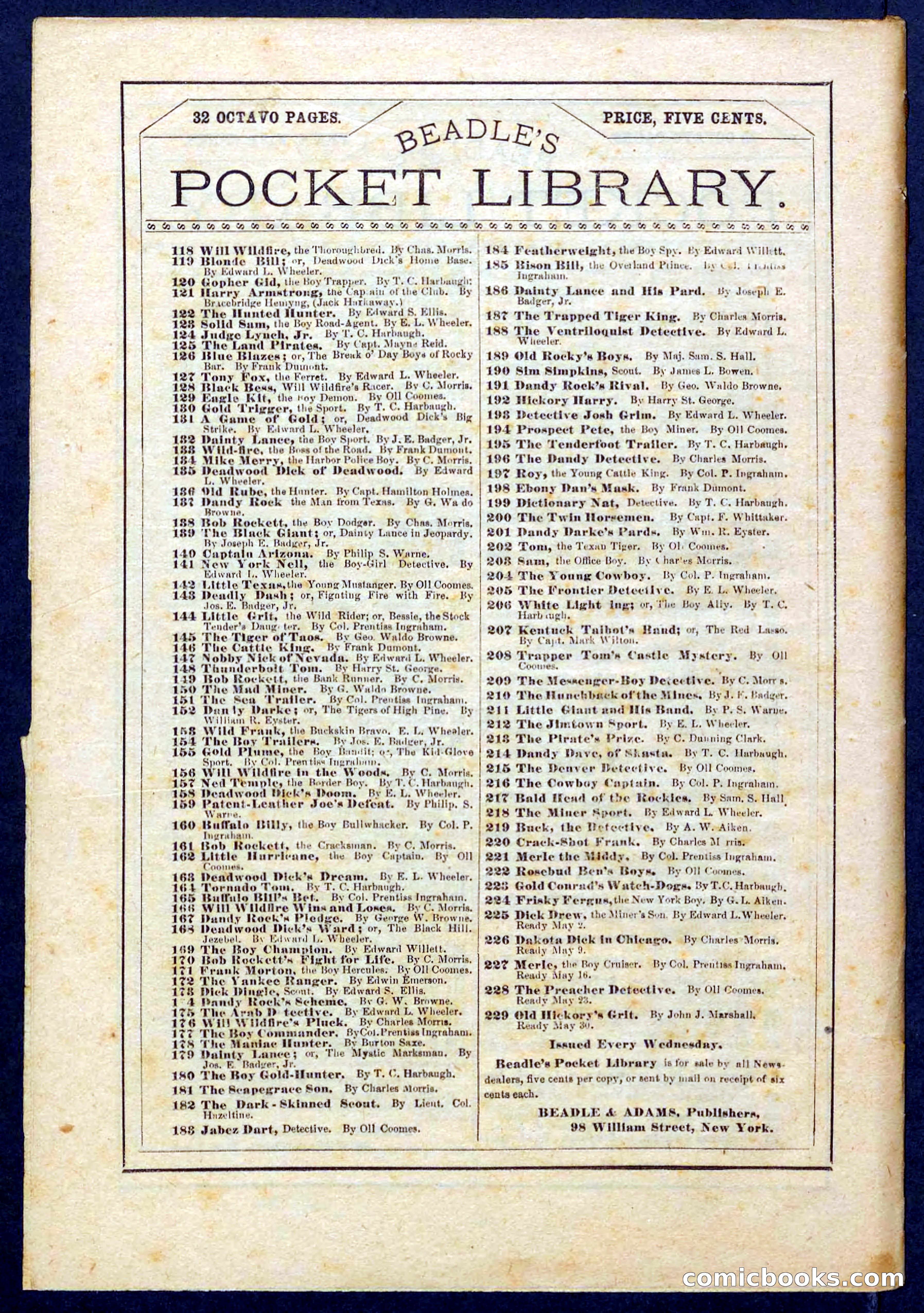 Beadle's Pocket Library No. 223 — page 32 of 32