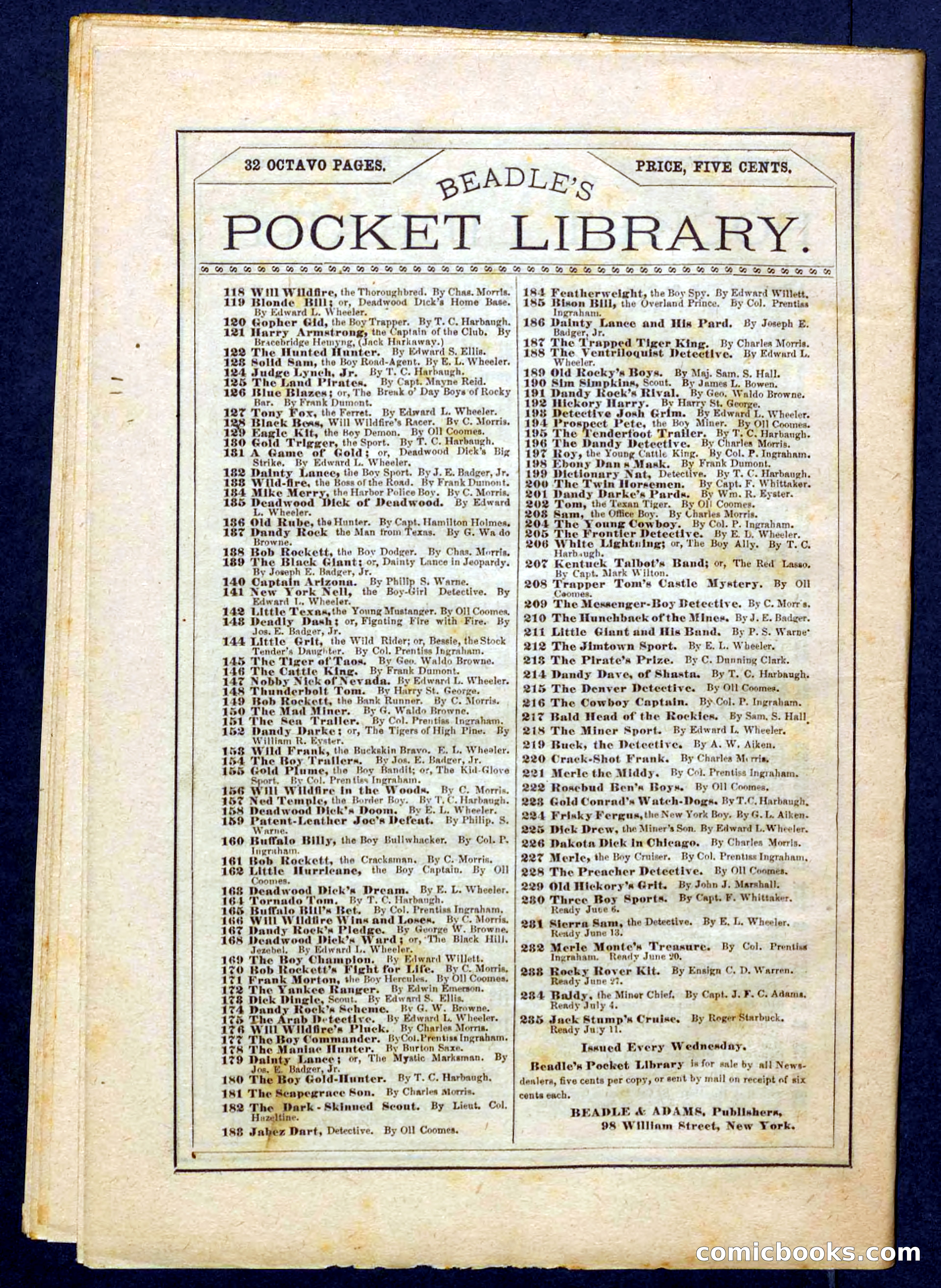 Beadle's Pocket Library No. 228 — page 32 of 32