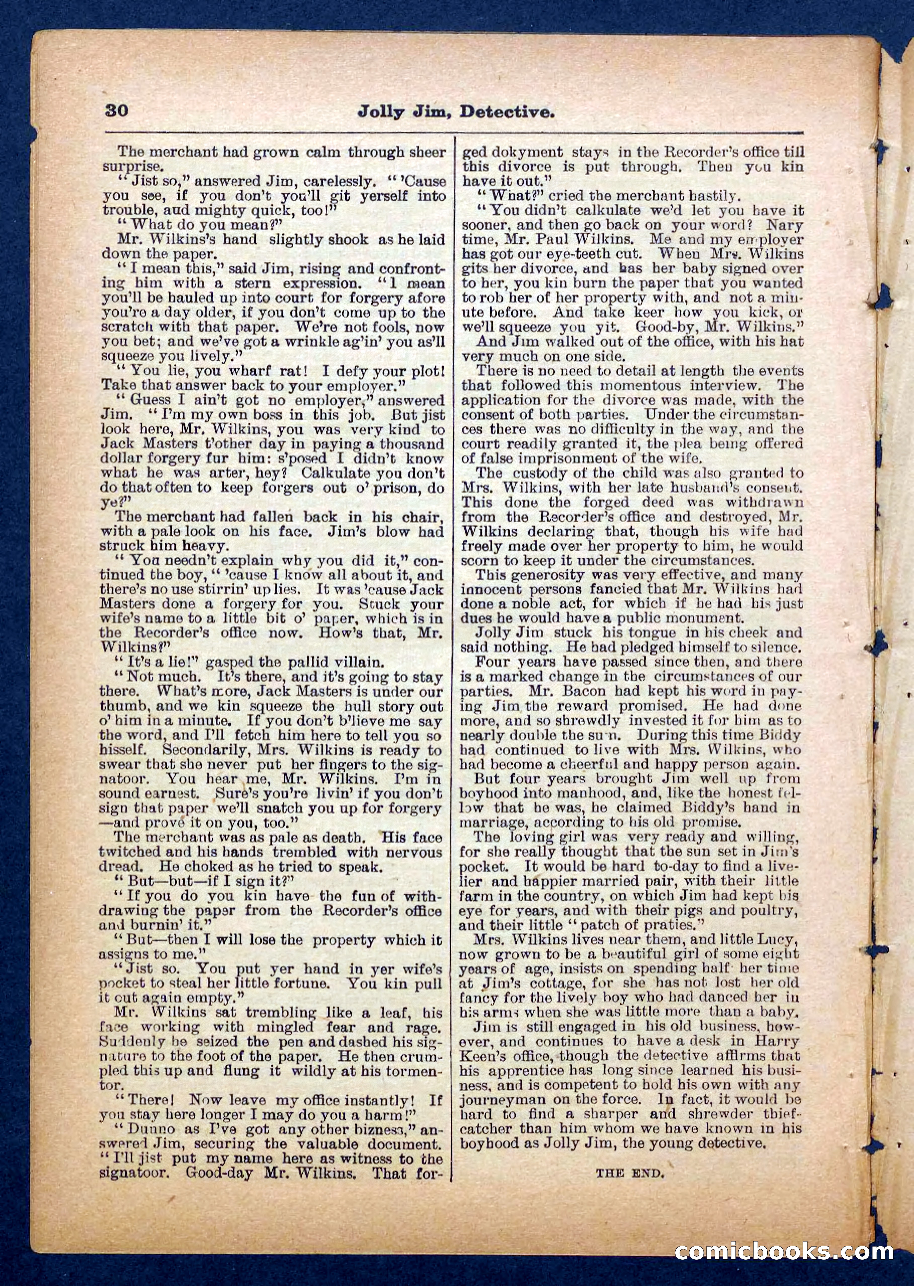 Beadle's Pocket Library No. 255: Jolly Jim, Detective — page 30 of 32