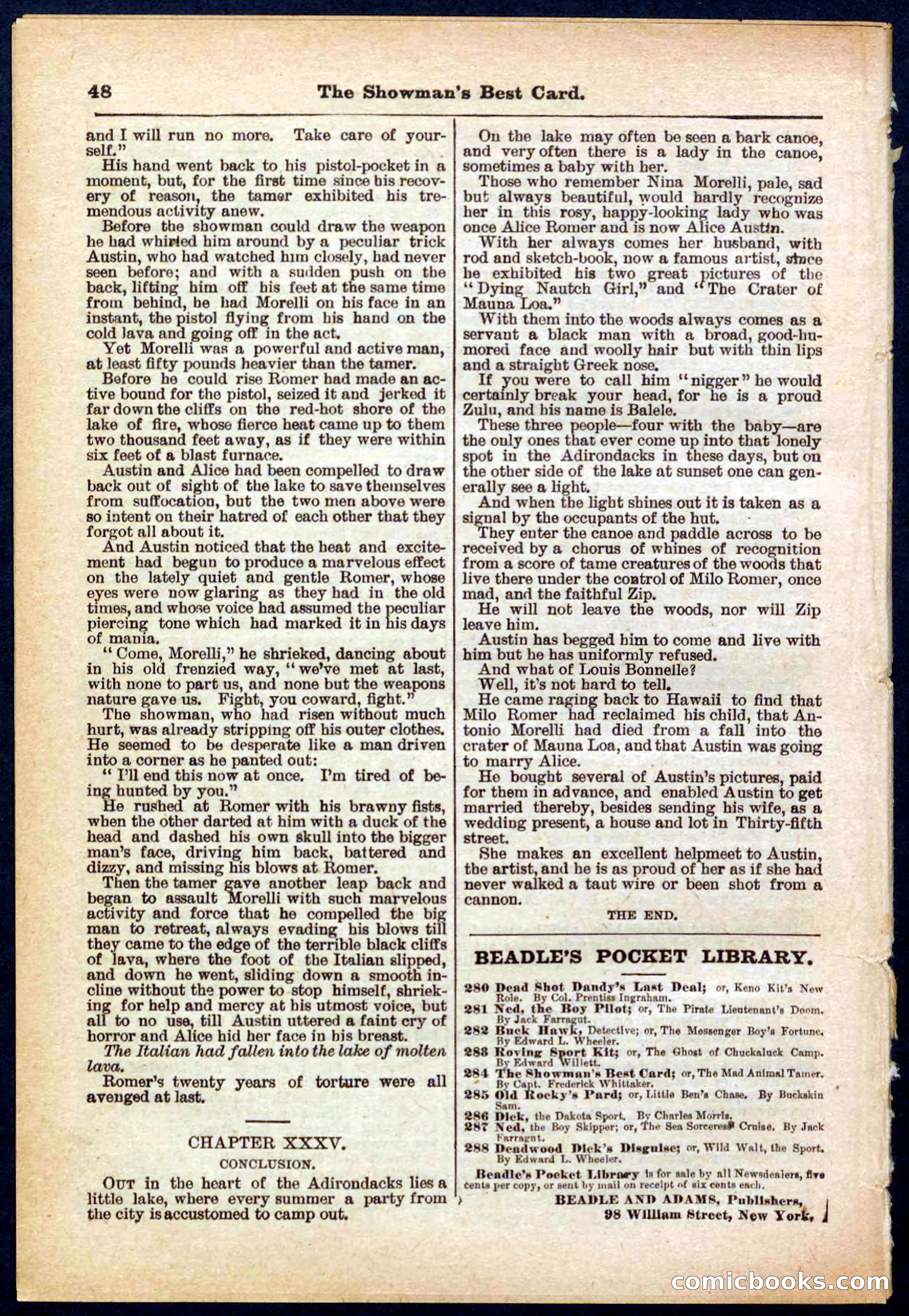Beadle's Pocket Library No. 284 — page 48 of 48