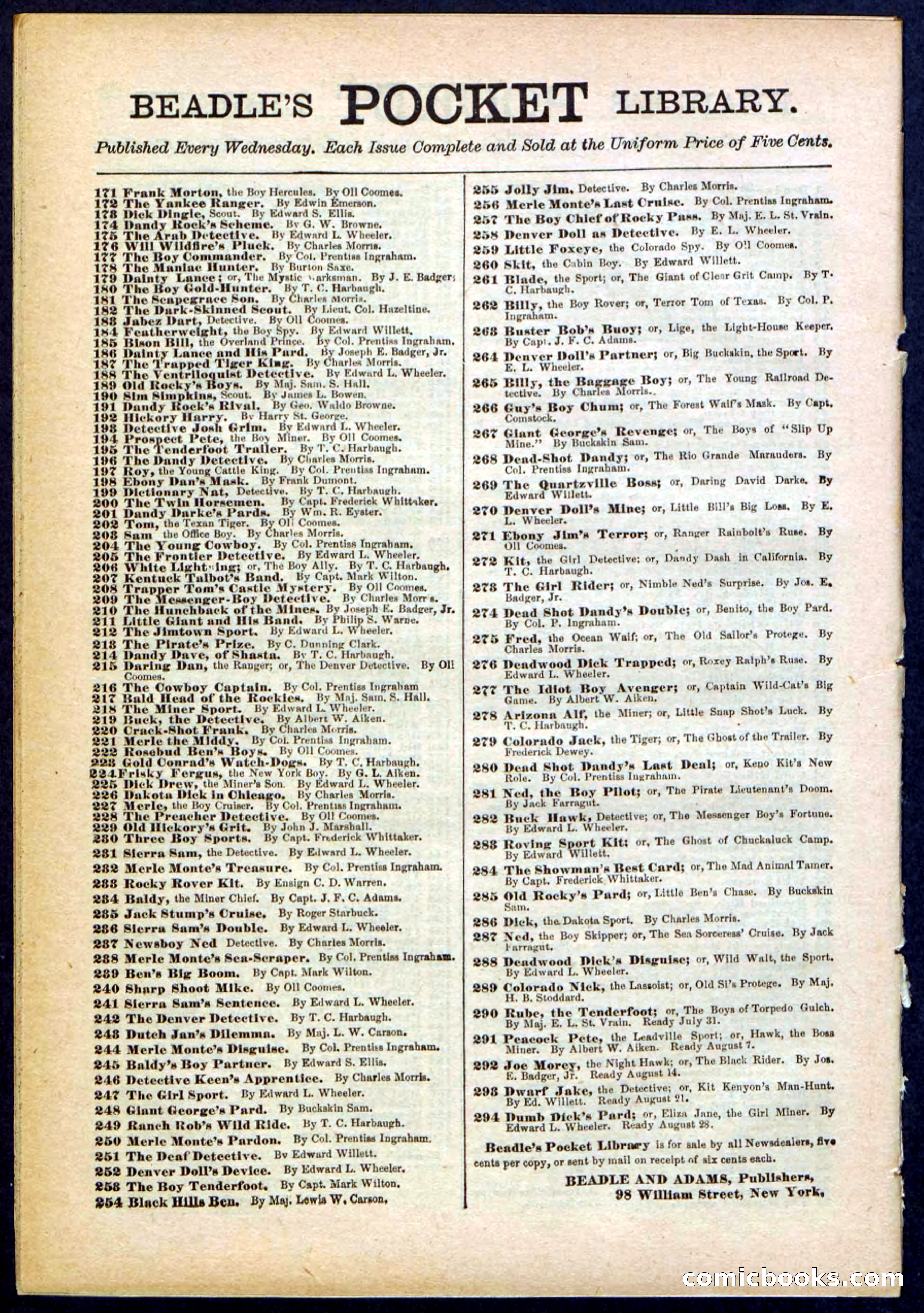 Beadle's Pocket Library No. 287 — page 32 of 32