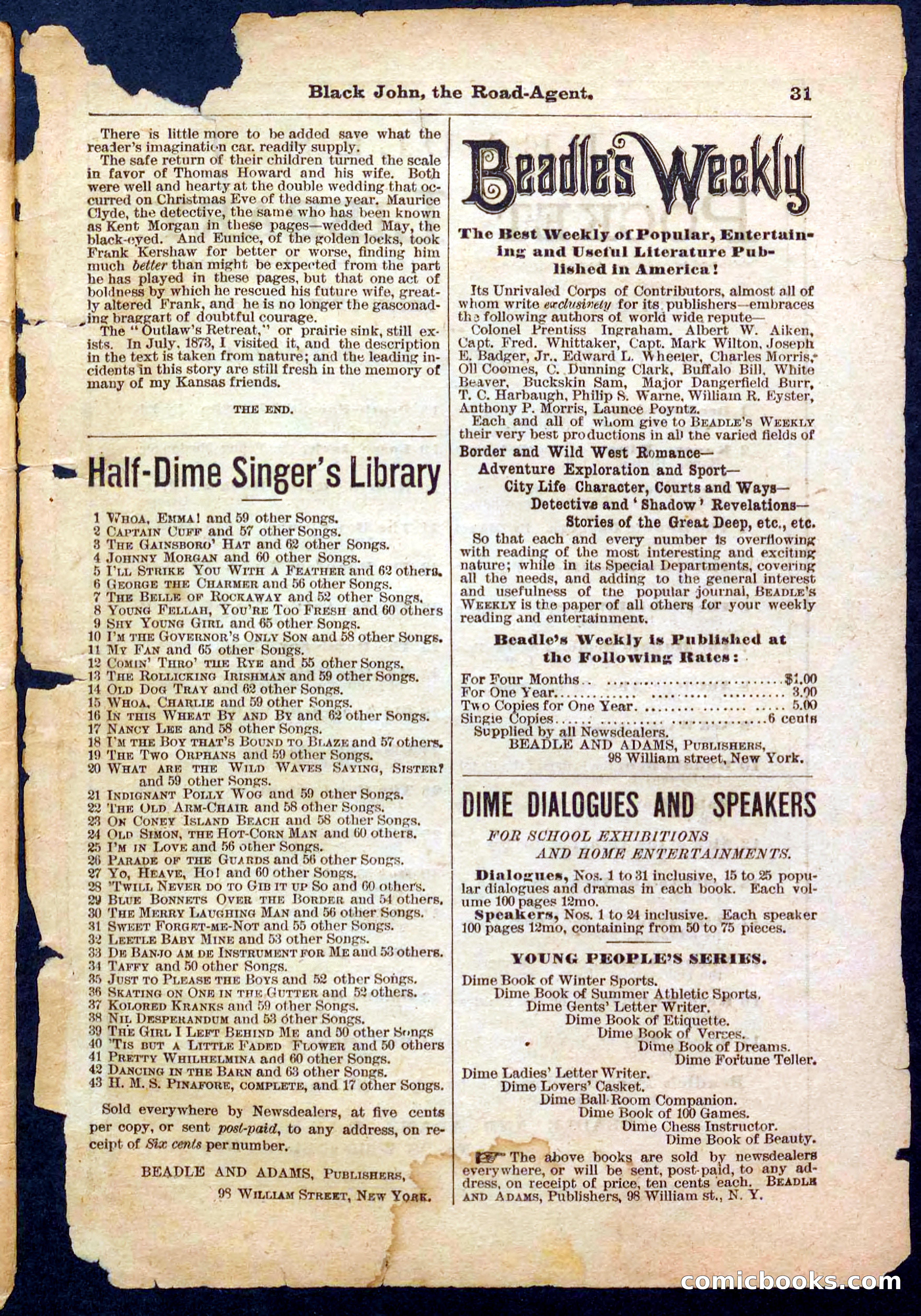Beadle's Pocket Library, Vol. III, No. 32 — page 31 of 32