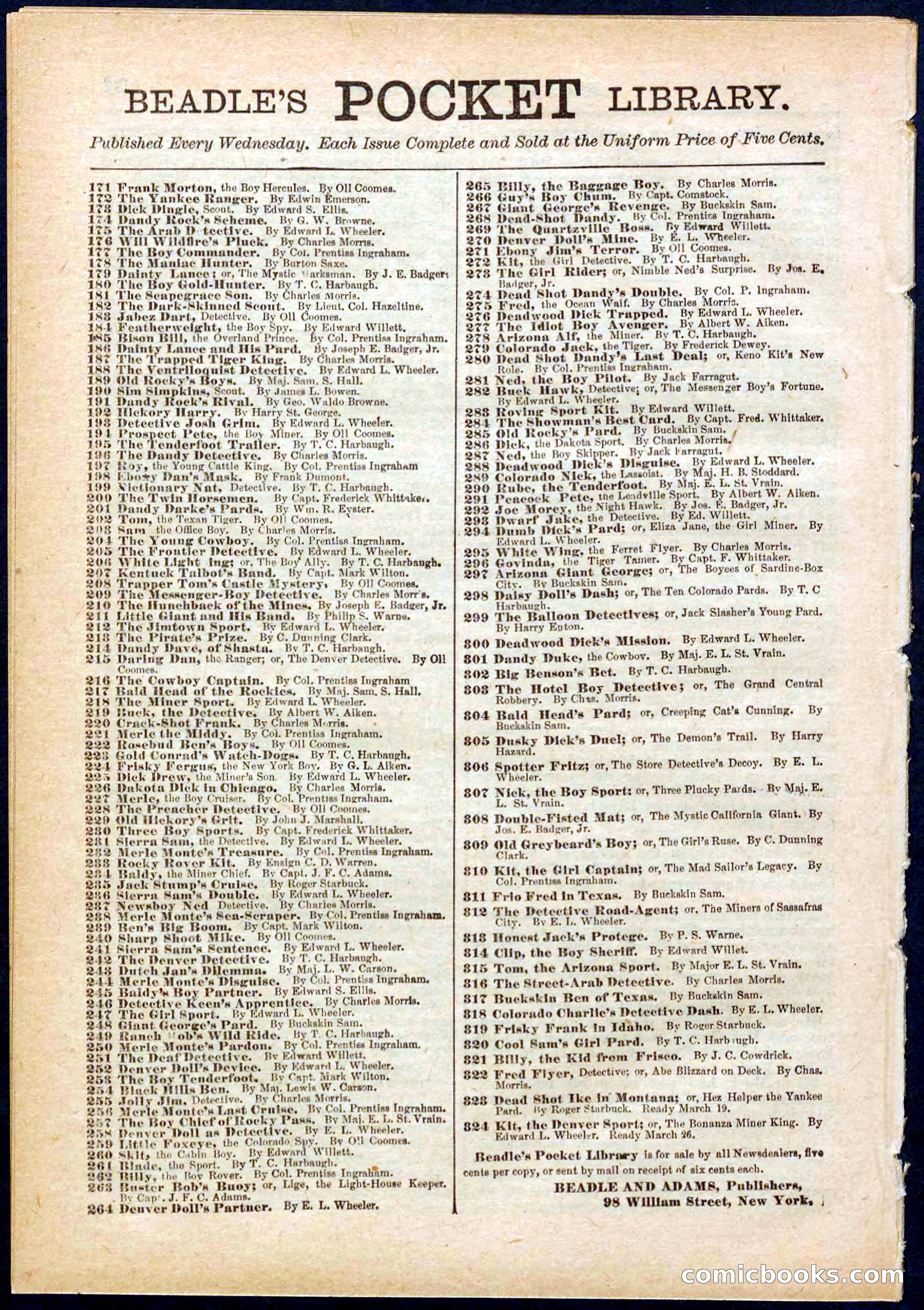 Beadle's Pocket Library No. 321 — page 32 of 32