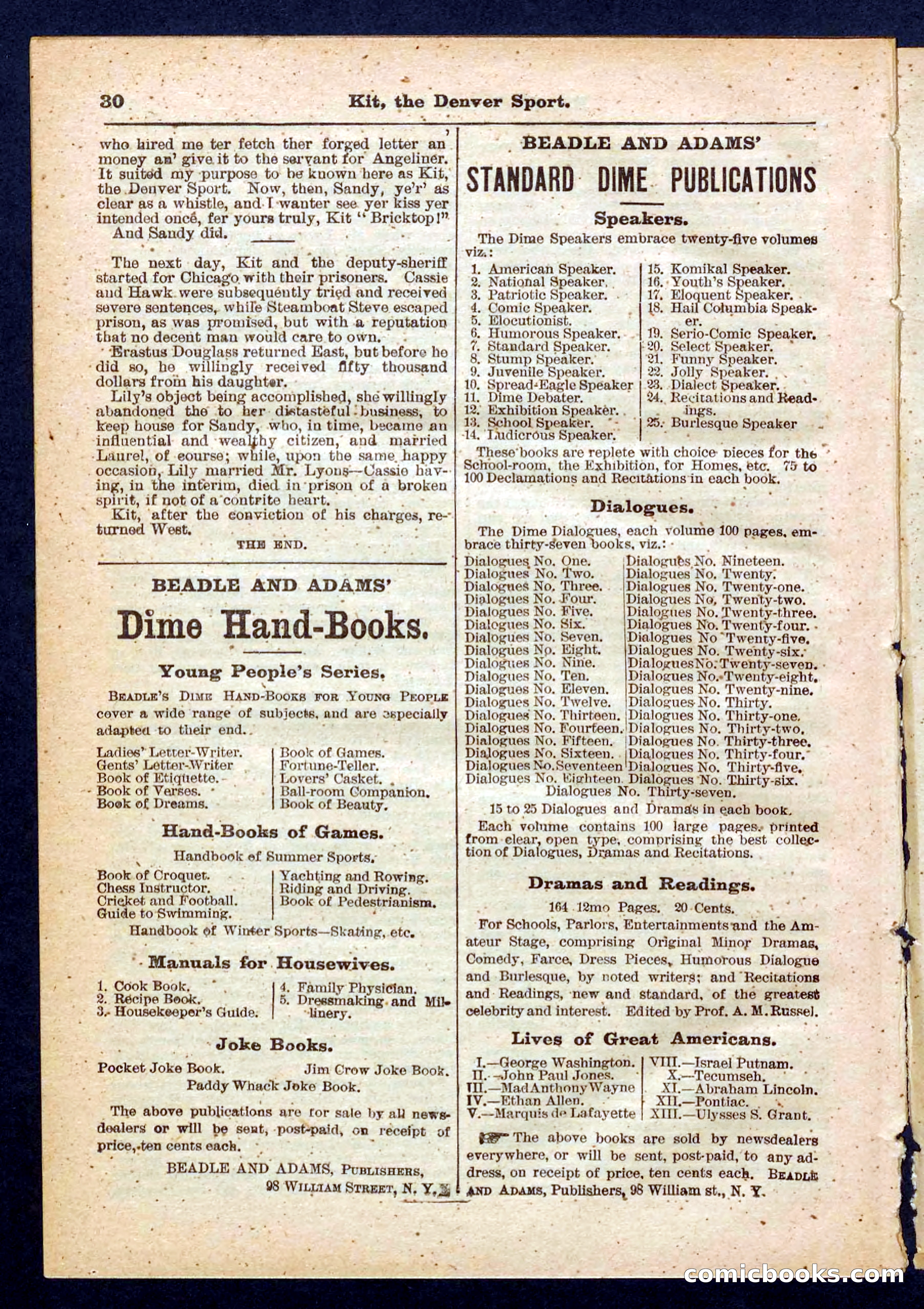 Beadle's Pocket Library No. 324 — page 30 of 32