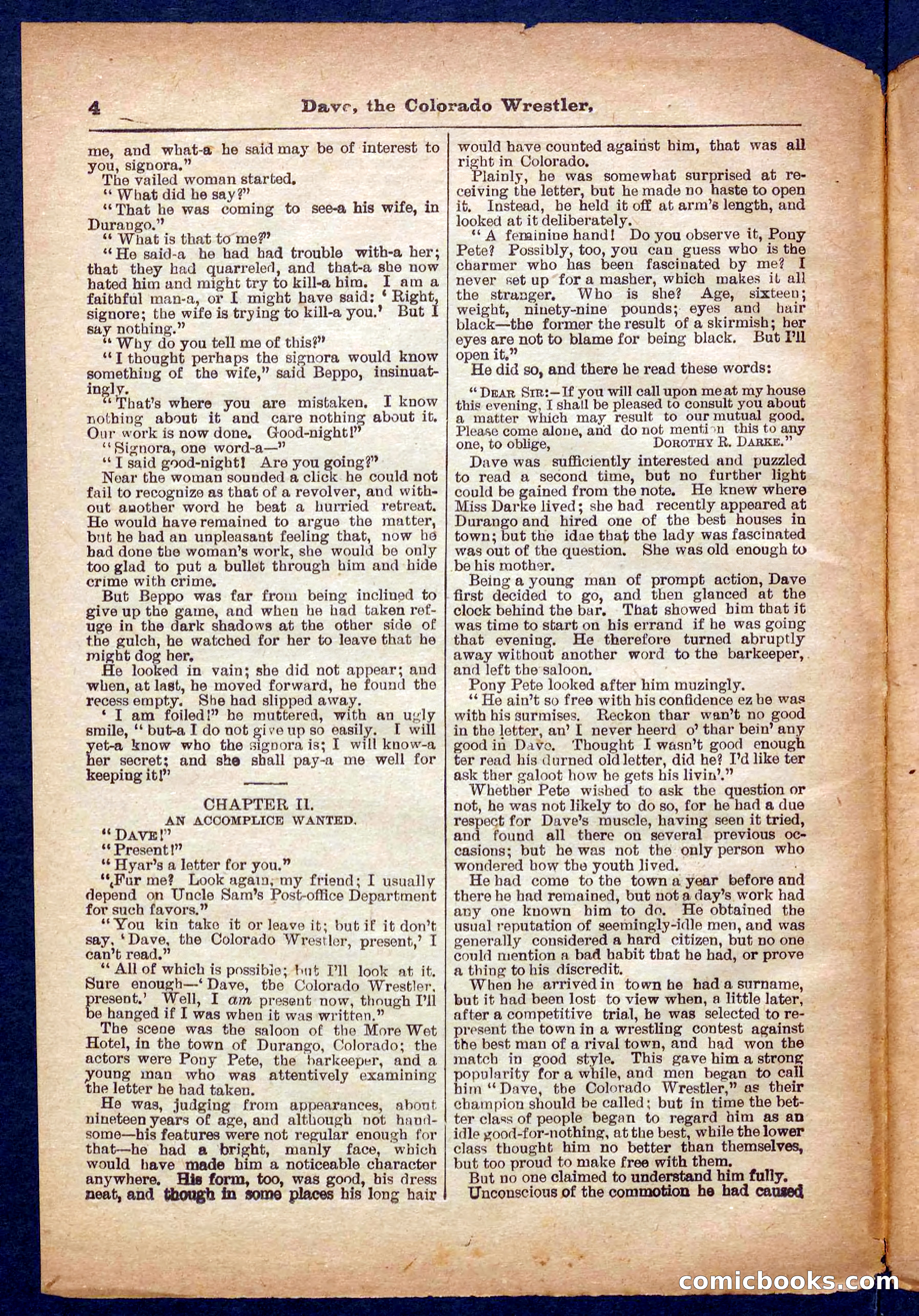 Beadle's Pocket Library No. 329: Dave the Colorado Wrestler — page 4 of 32