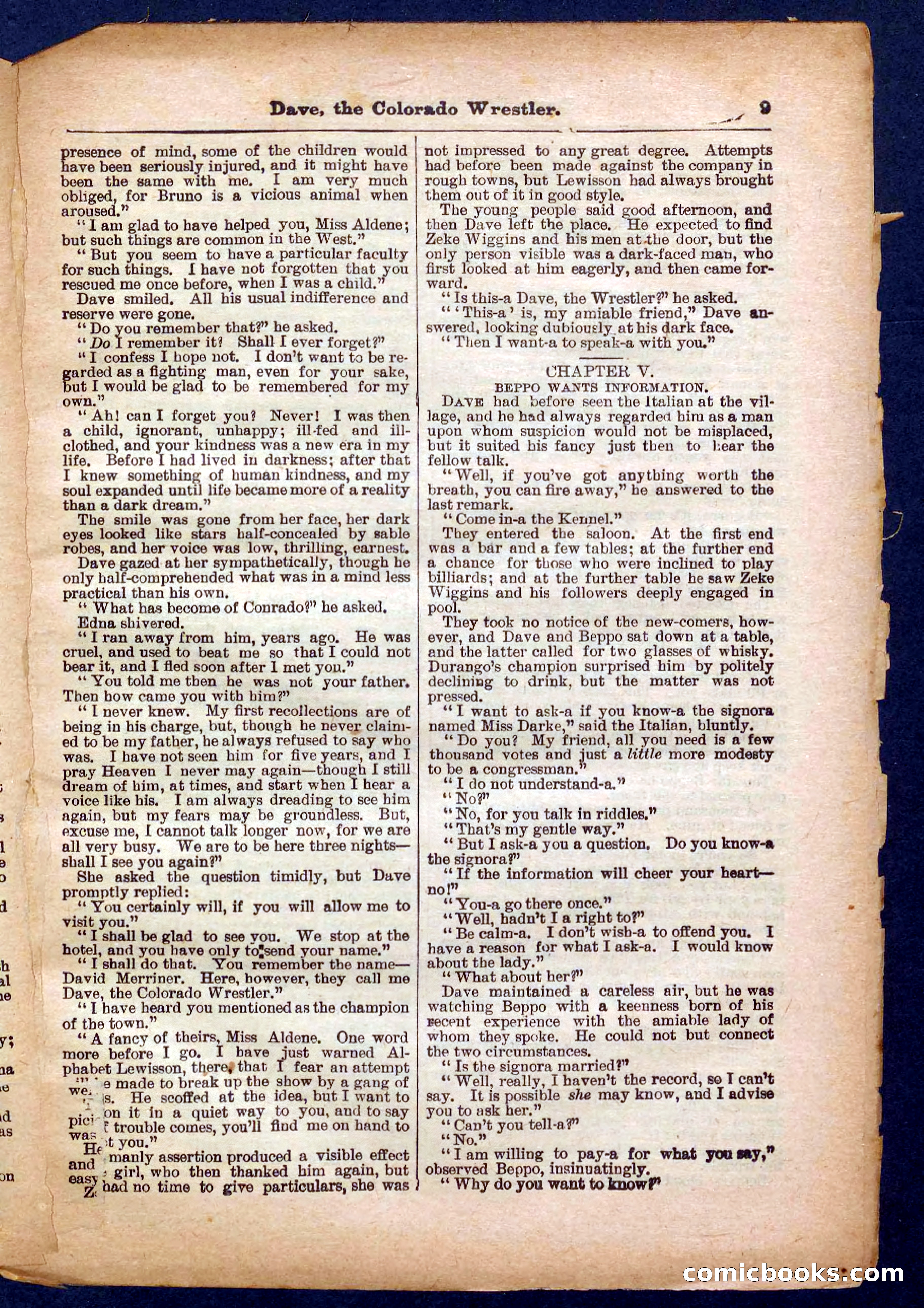 Beadle's Pocket Library No. 329: Dave the Colorado Wrestler — page 9 of 32