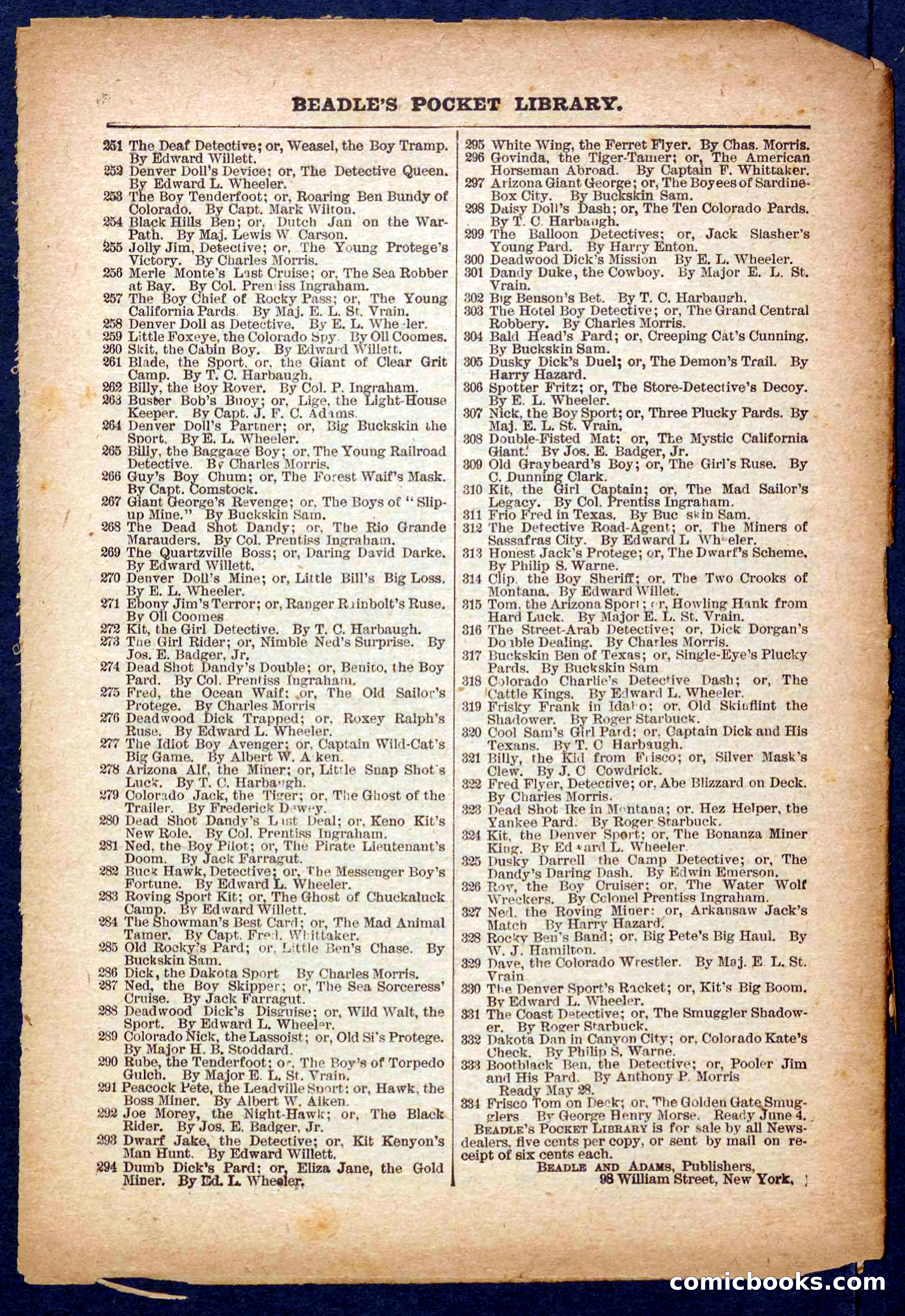 Beadle's Pocket Library No. 329: Dave the Colorado Wrestler — page 32 of 32