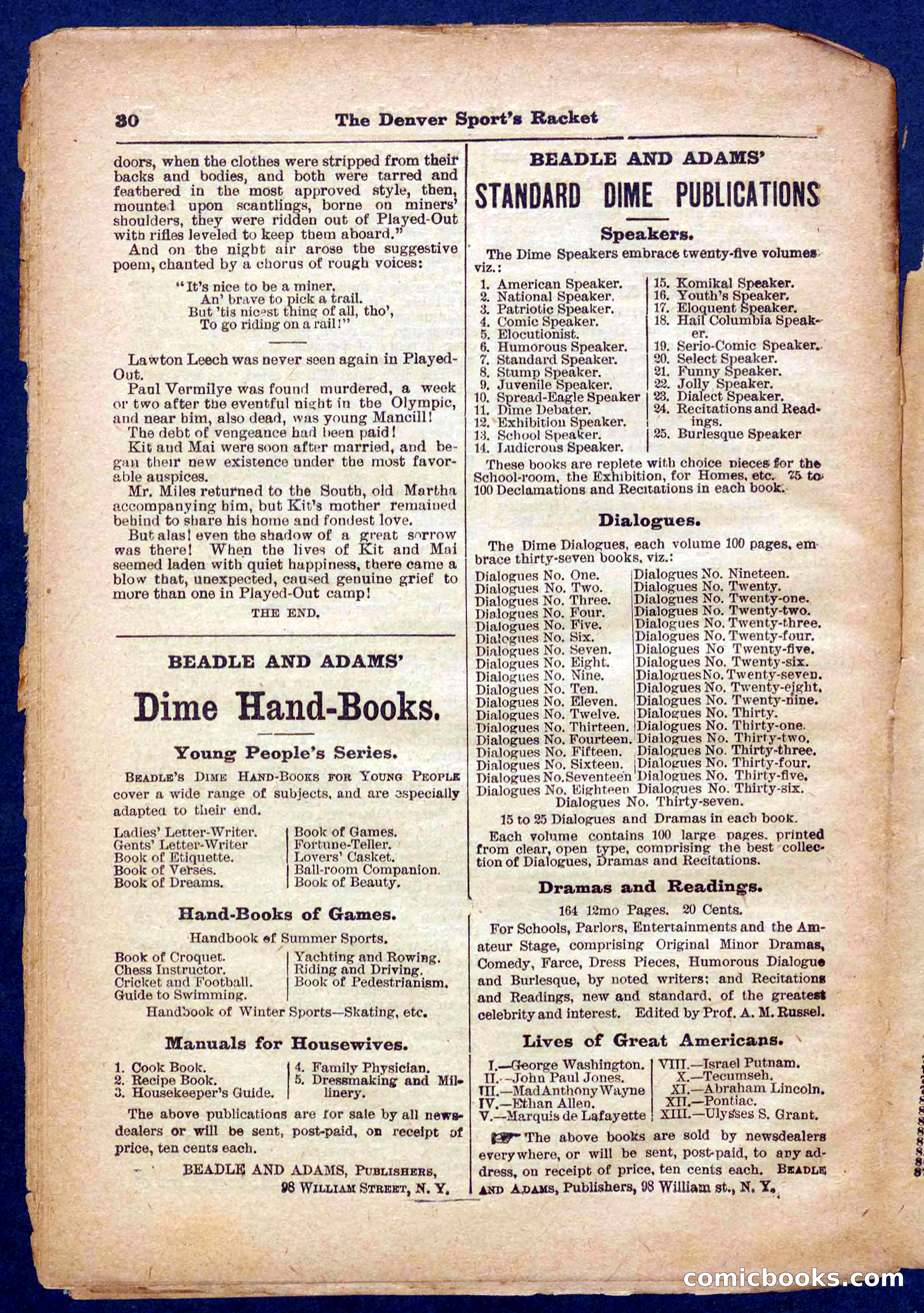 Beadle's Pocket Library No. 330 — page 30 of 32