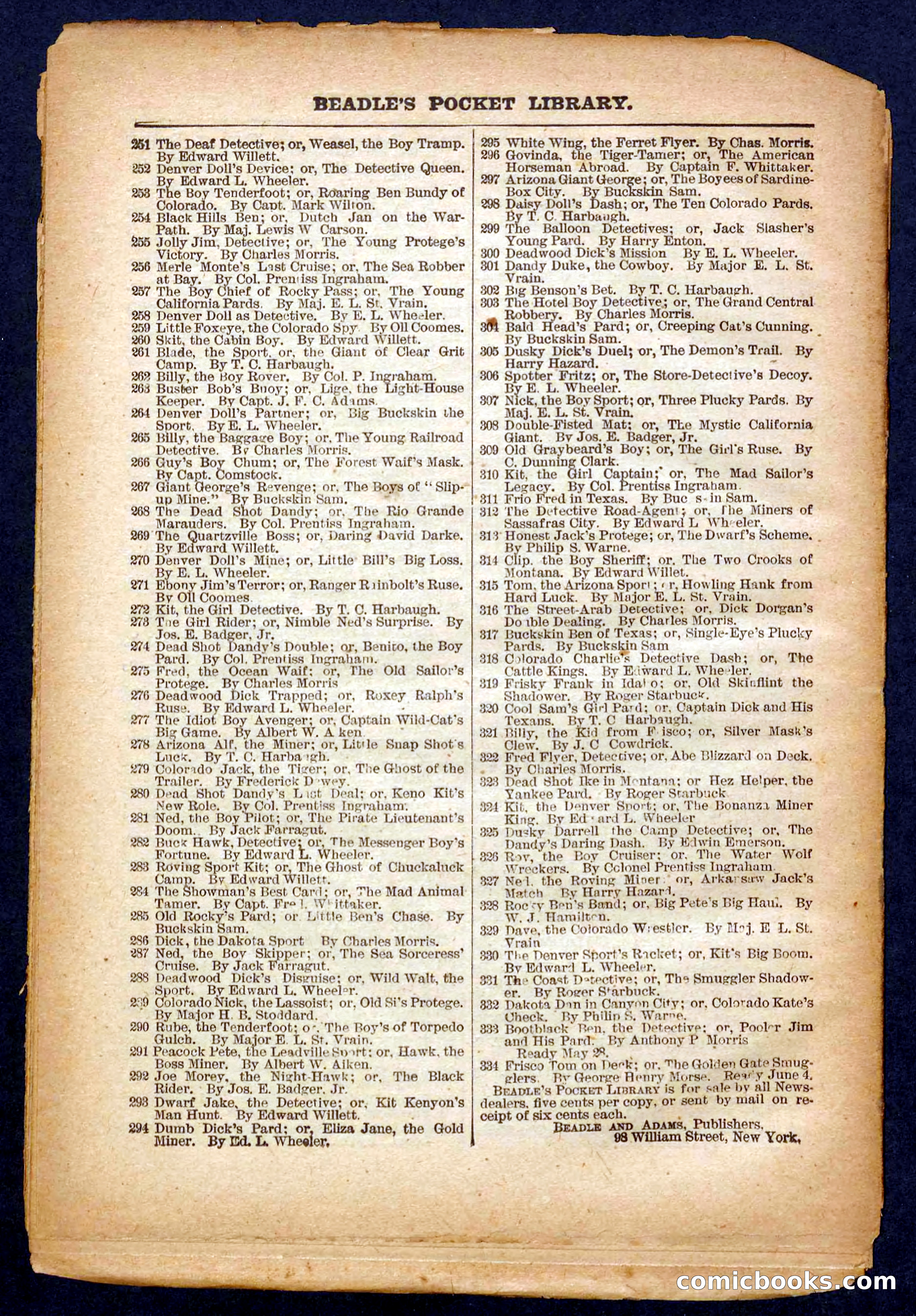 Beadle's Pocket Library No. 331 — page 32 of 32