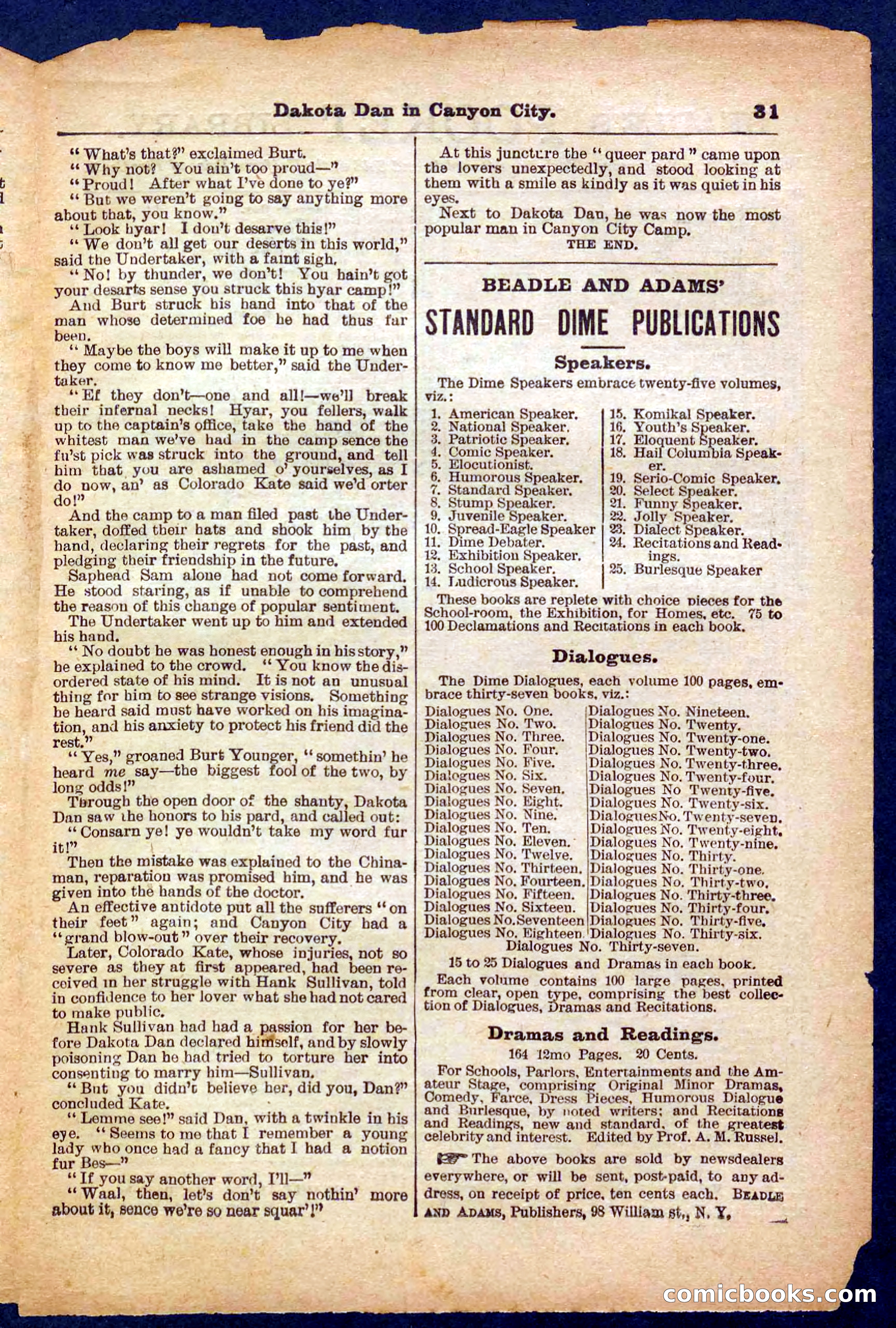 Beadle's Pocket Library No. 332 — page 31 of 32