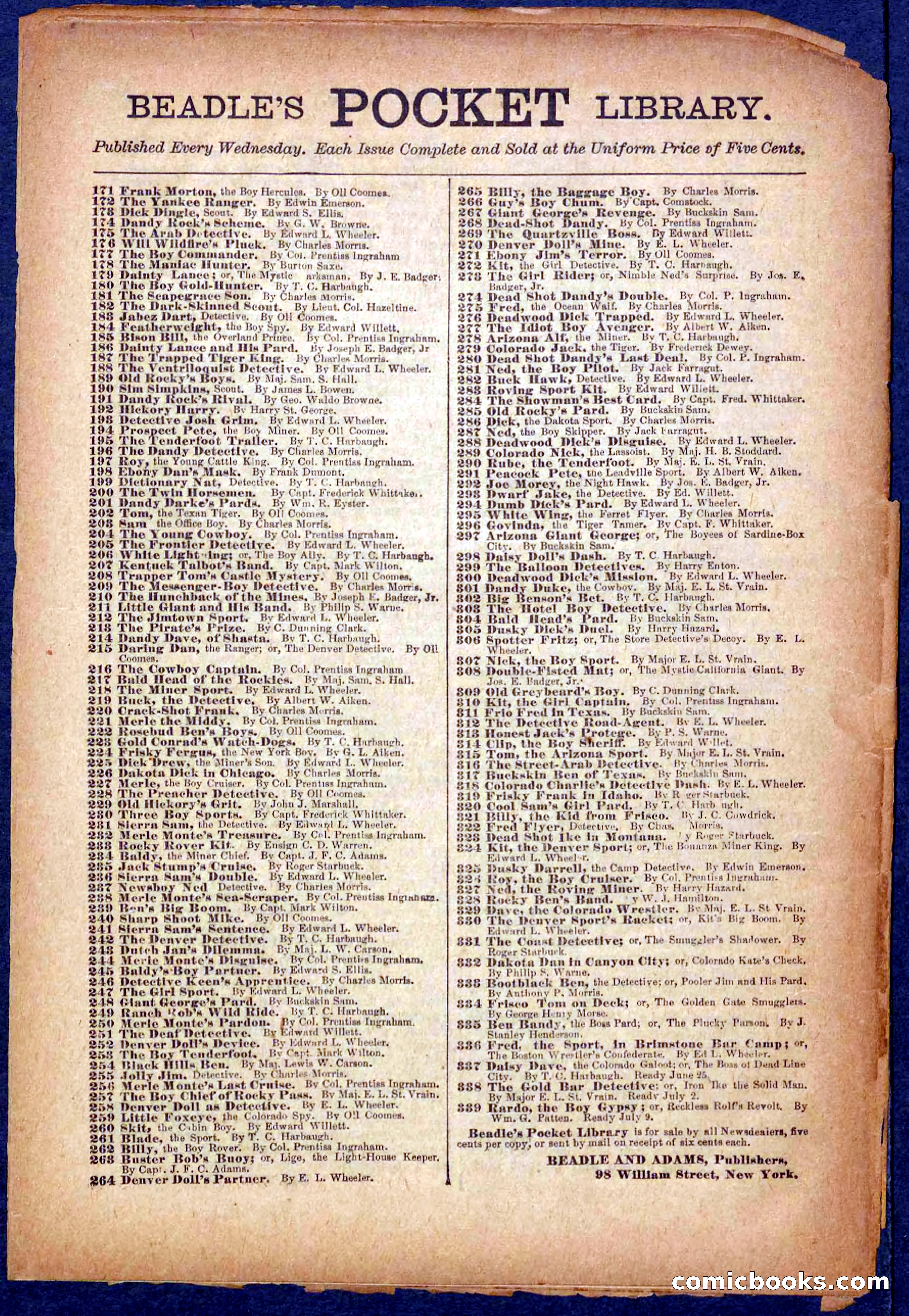 Beadle's Pocket Library No. 333 — page 32 of 32